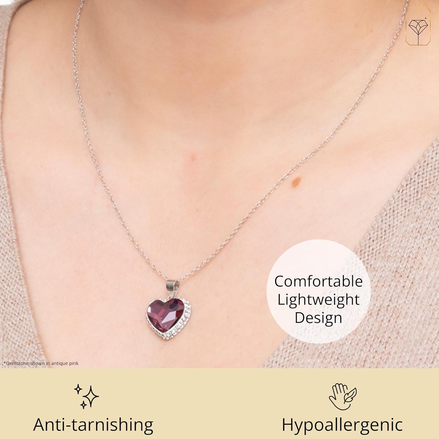 Collar de Corazón de Plata de Ley 925 MAX + STONE 45.72 cm