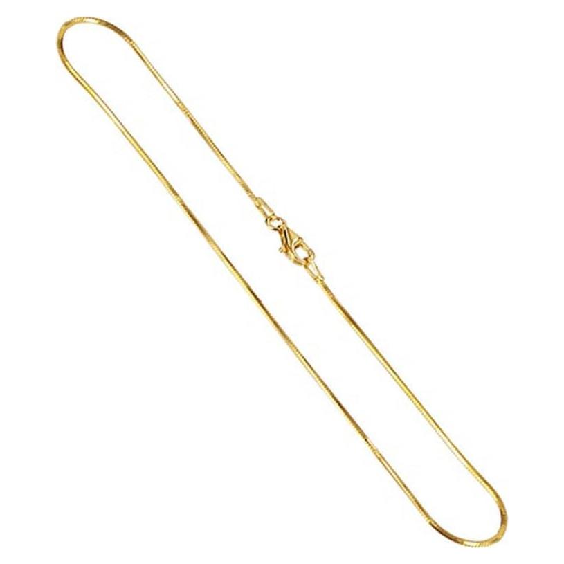 Collar de cadena serpiente de plata esterlina 925 con oro 14k 1mm