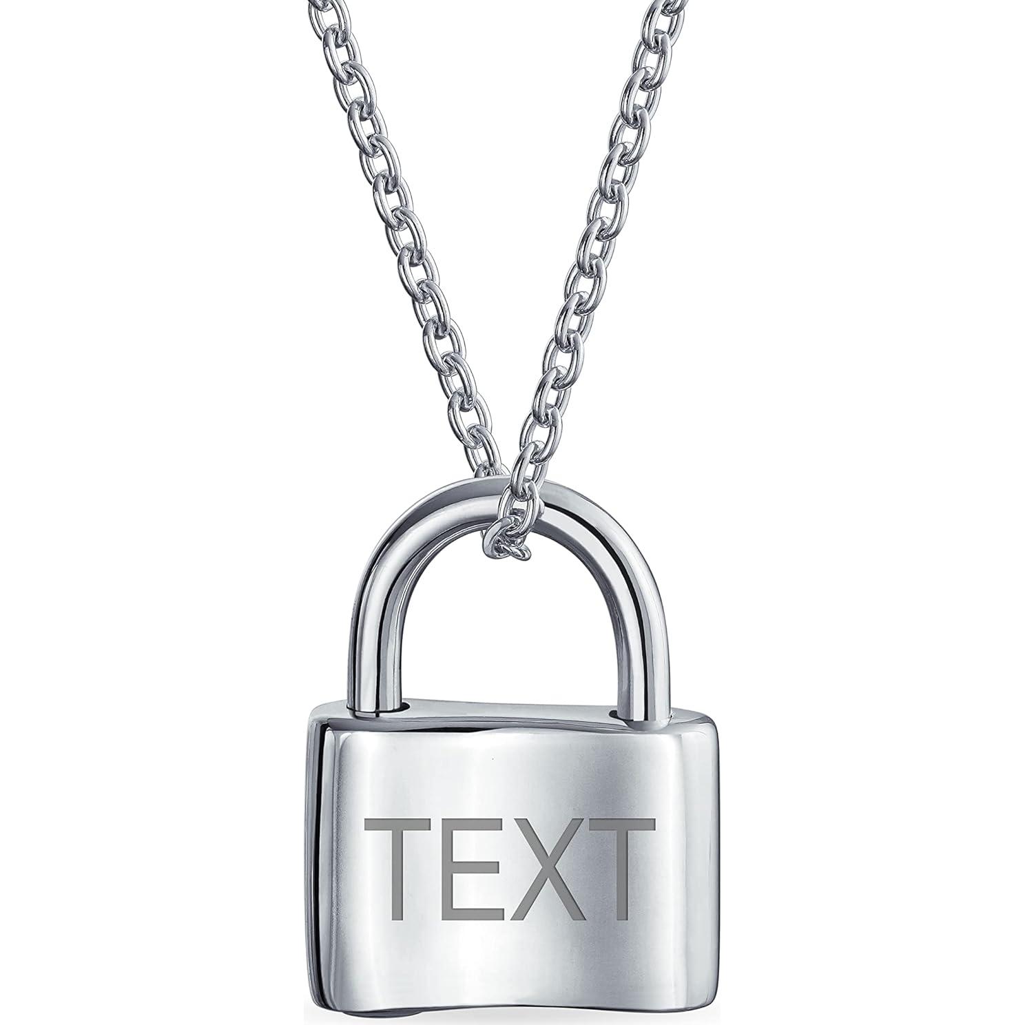 Collar de Plata Esterlina .925 con Colgante de Candado Personalizado 16 cm