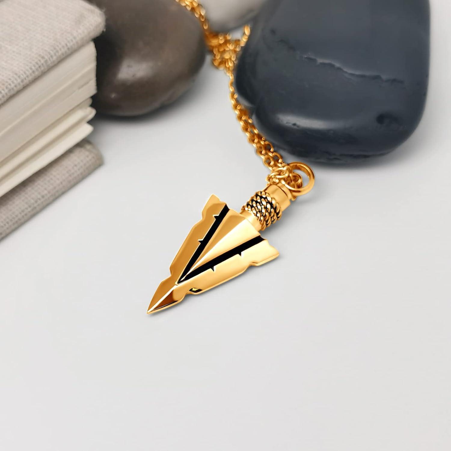 Collar de Urna de Acero Inoxidable LuxglitterLin con Punta de Flecha