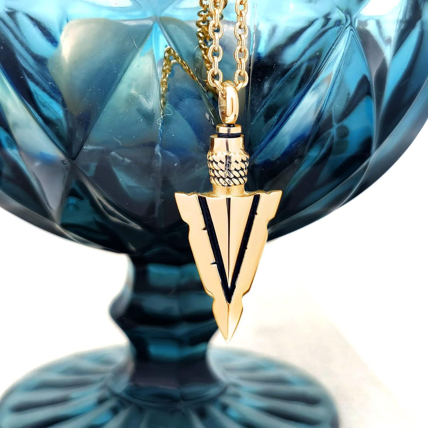 Collar de Urna de Acero Inoxidable LuxglitterLin con Punta de Flecha