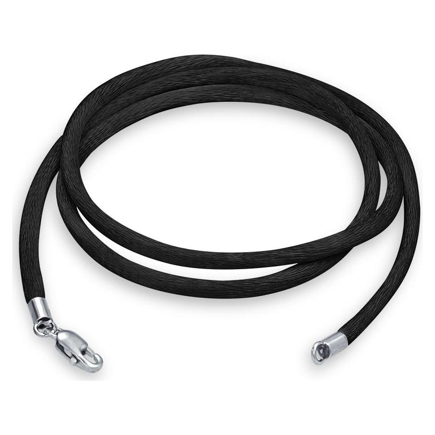 Collar de Seda Satinada Bling Jewelry 24" (60.96 cm) Plata .925