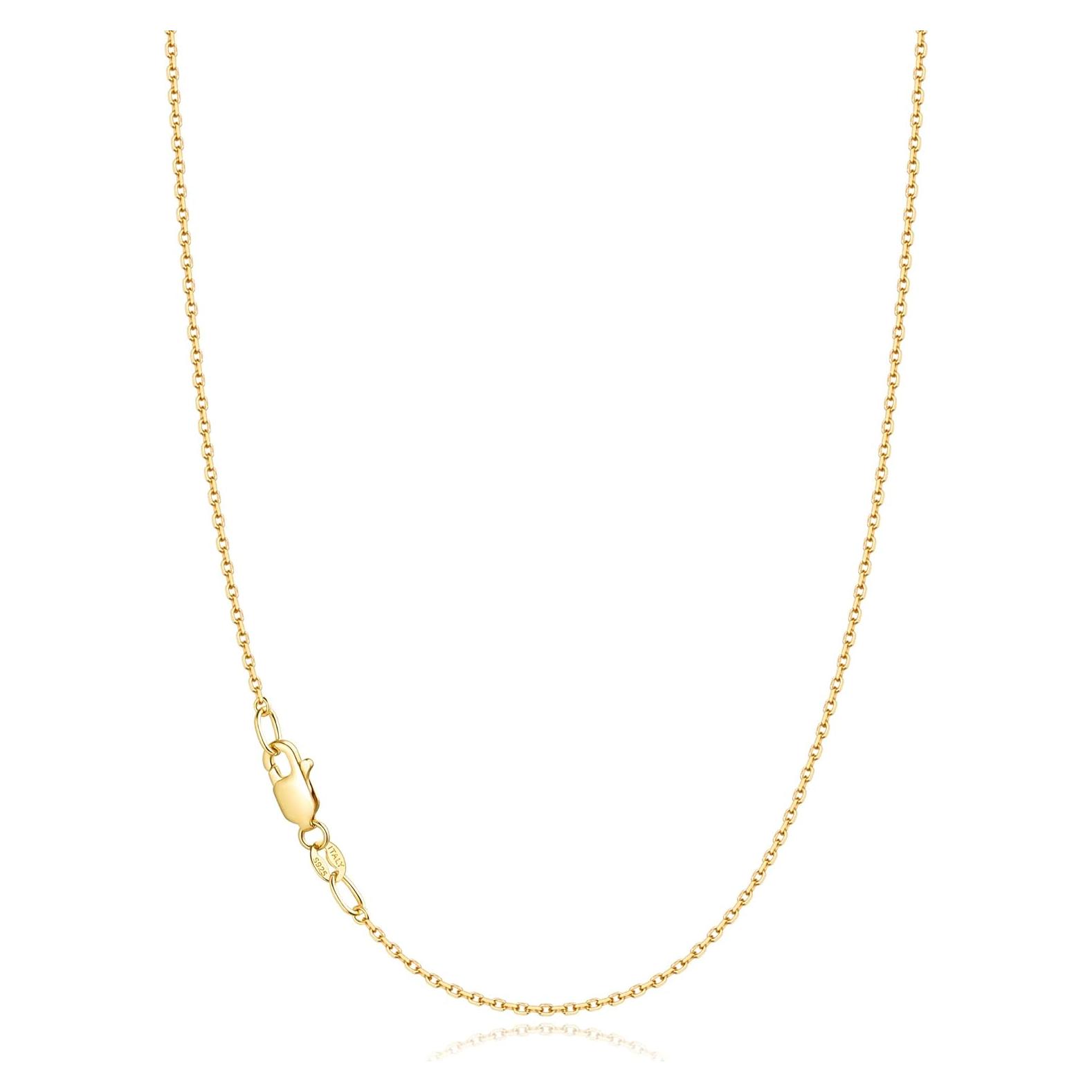 Collar de Cadena de Plata Esterlina 925 Baño de Oro 18K Jewlpire 55.88 cm