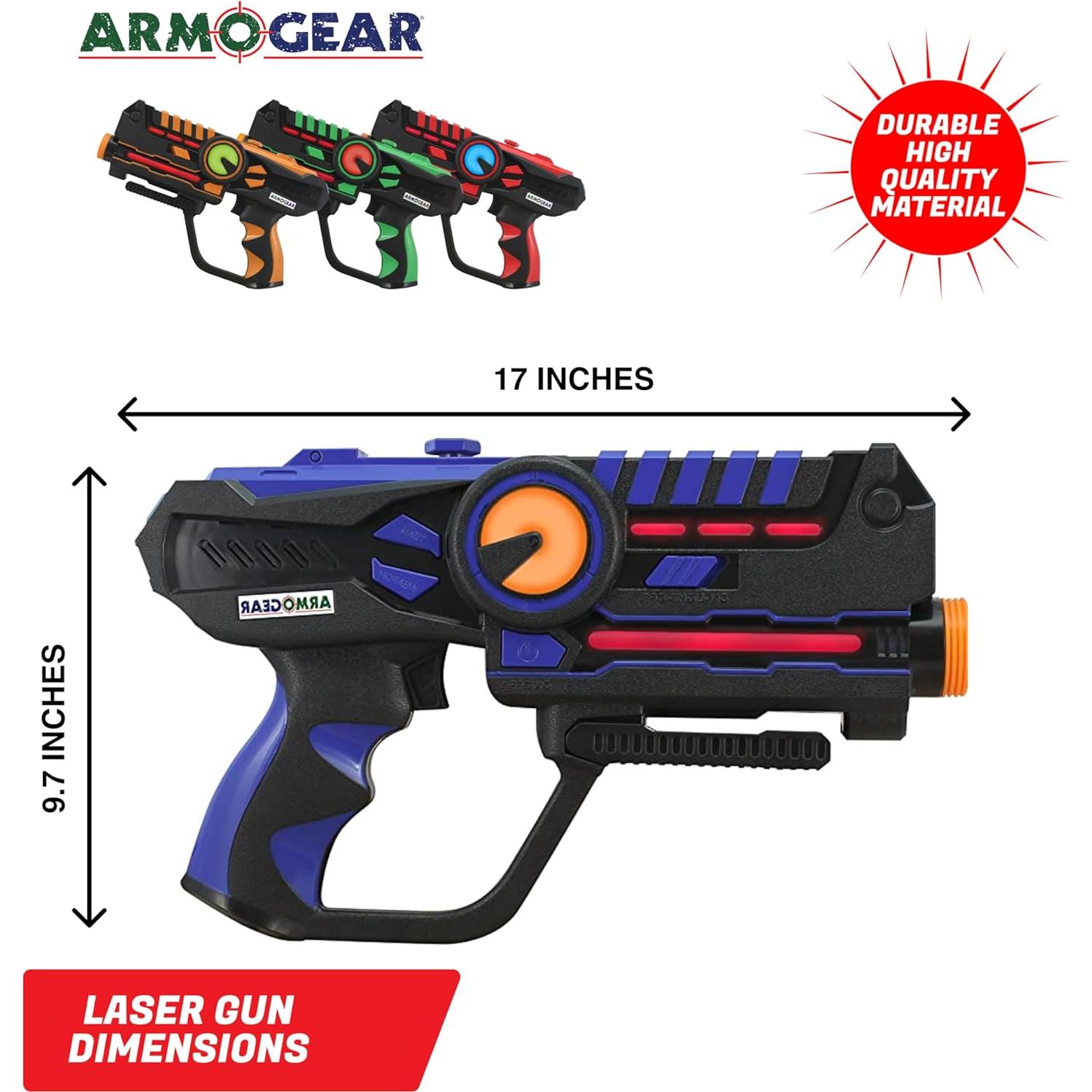Set de 4 Pistolas Laser Tag ArmoGear con Chalecos - Diversión