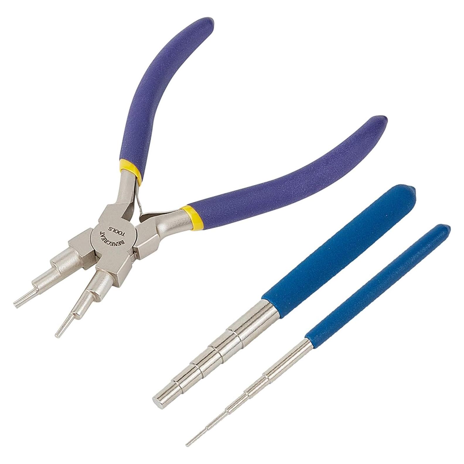 BENECREAT Juego de Herramientas para Joyería - 2 Mandriles y Alicate 6 en 1