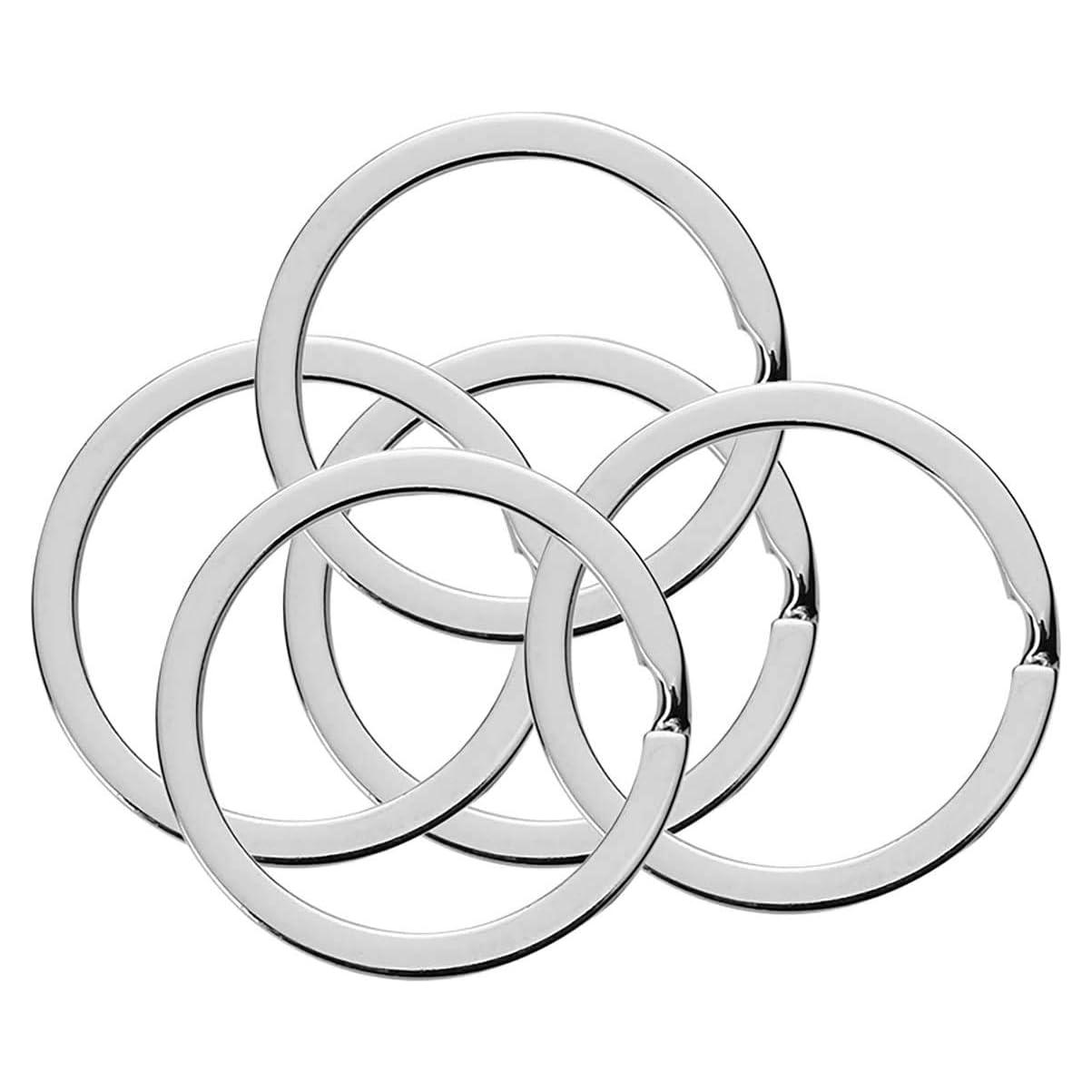 10 Anillos de Llave Planos BigBroo 20mm Metal Plata