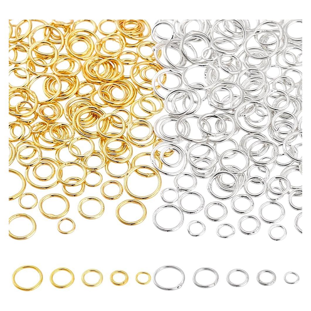Anillas de Salto de Latón Plateadas y Doradas PH PandaHall 300pcs