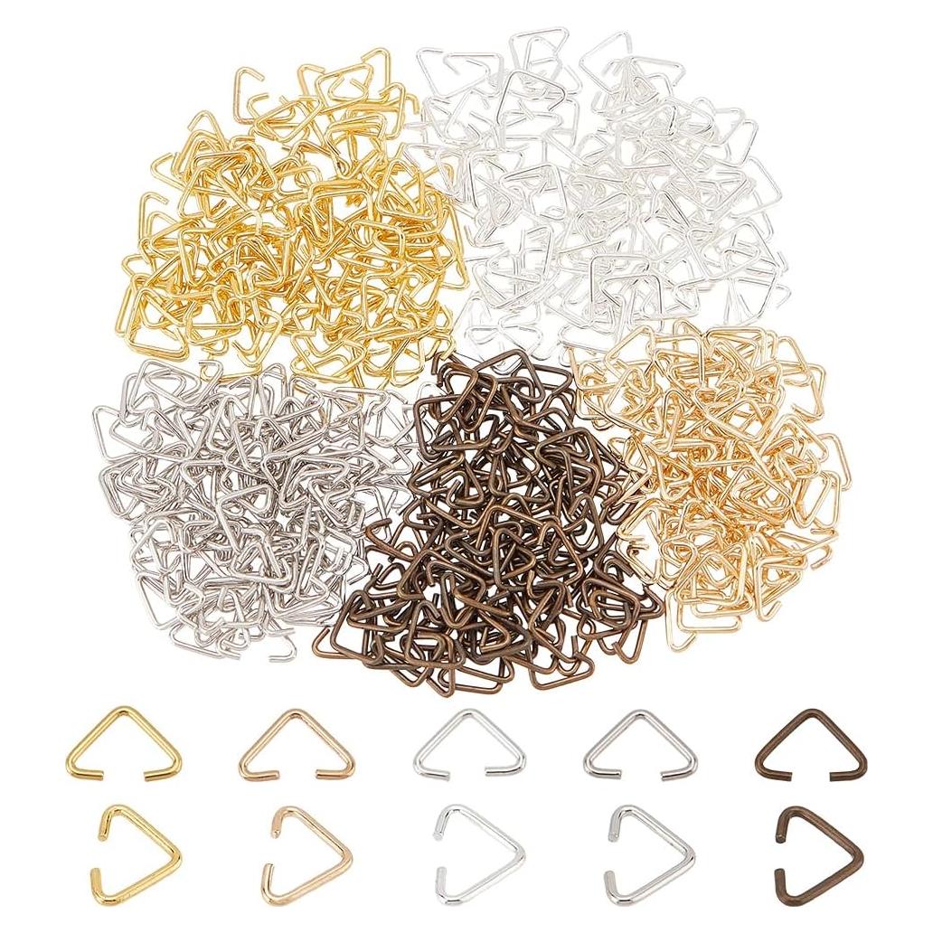 PH PandaHall 750 Anillos Triángulo Hierro 9mm 5 Colores DIY