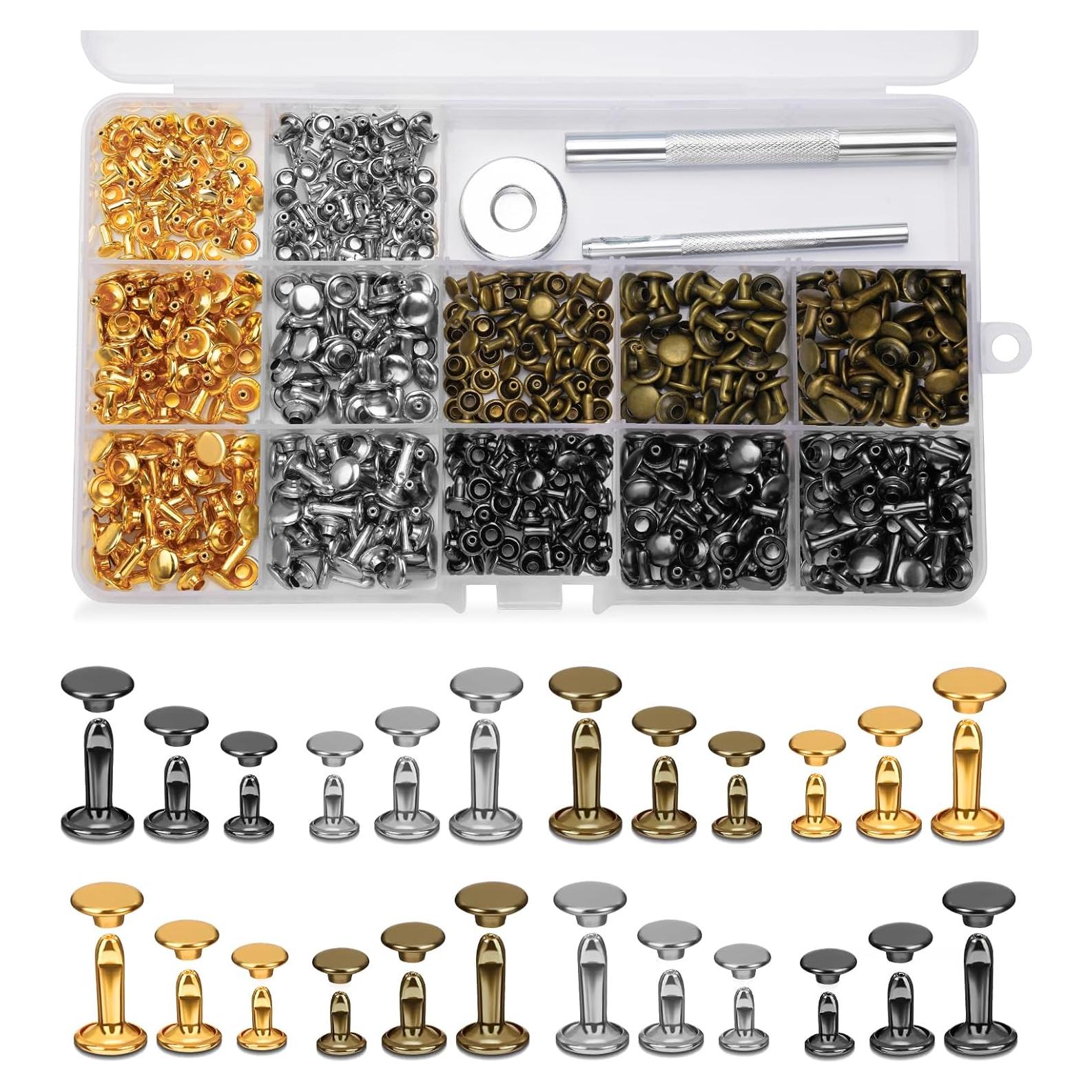 Juego de Remaches de Cuero DIUDUS 240 Piezas 4 Colores