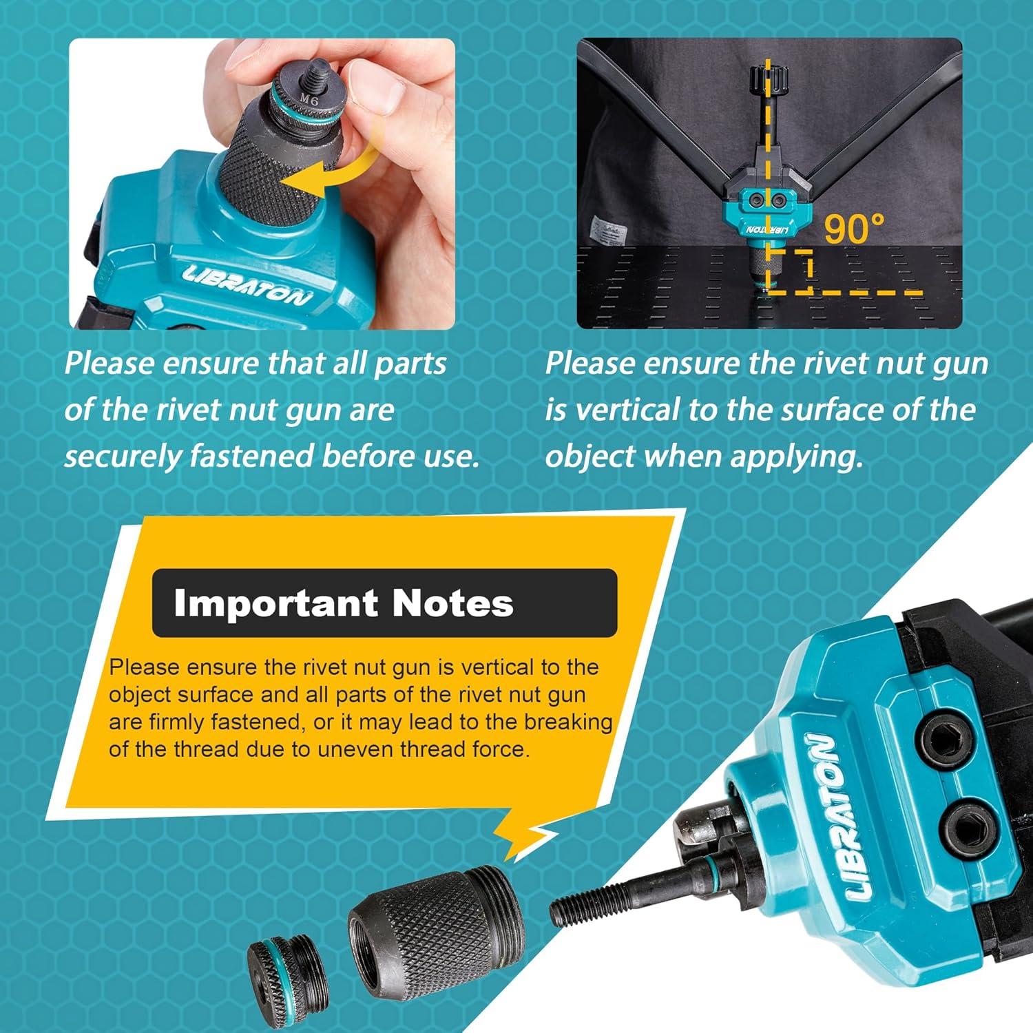 Herramienta de Tuerca Remachada LIBRATON 16" con 110 Tuercas y Estuche