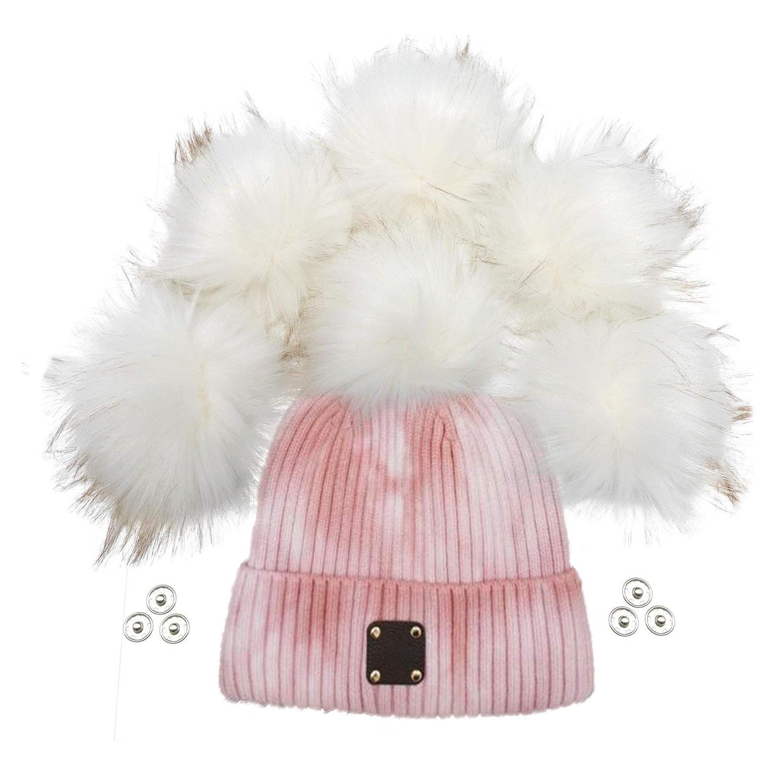 Pompones de Piel Sintética Furryvalley 15 cm 6pcs para Sombreros