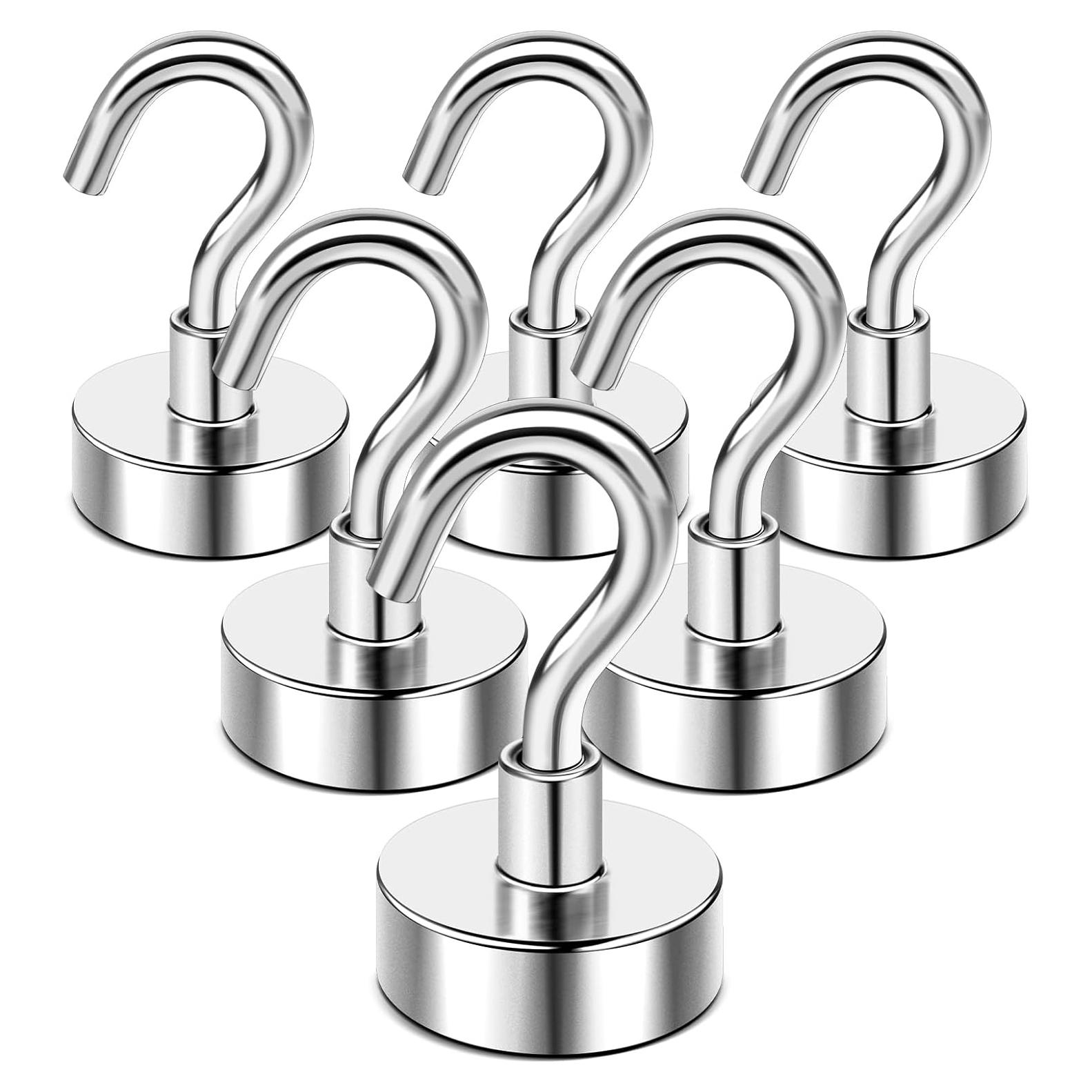 Ganchos Magnéticos DIYMAG 30lbs (13.6kg) Plata - 6 Paquete