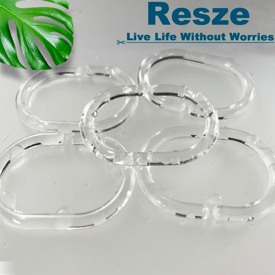 24 Anillos de Cortina de Ducha Resze Plástico Transparente