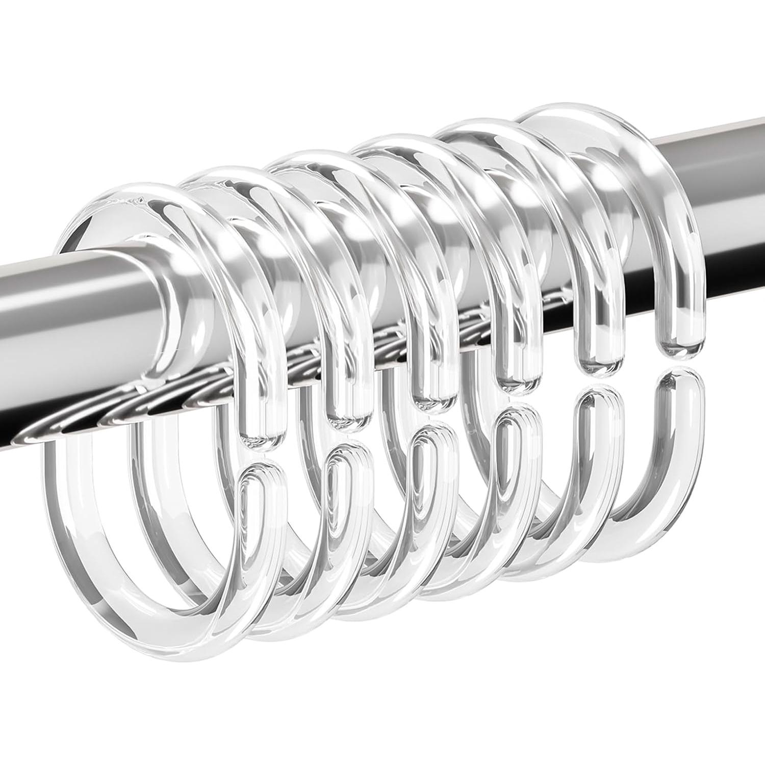 24 Anillos de Cortina de Ducha Resze Plástico Transparente