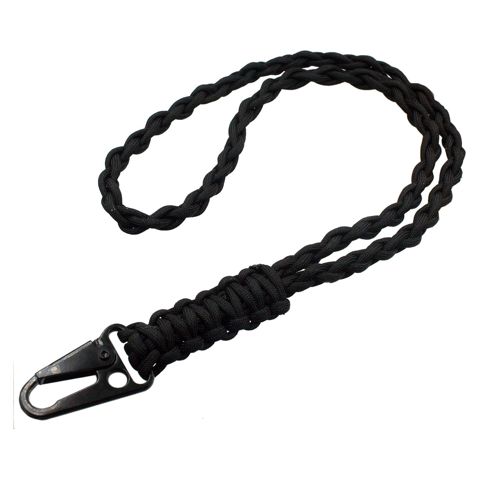 Lanyard de Paracord FAMOORE con Gancho de Metal Negro 56cm