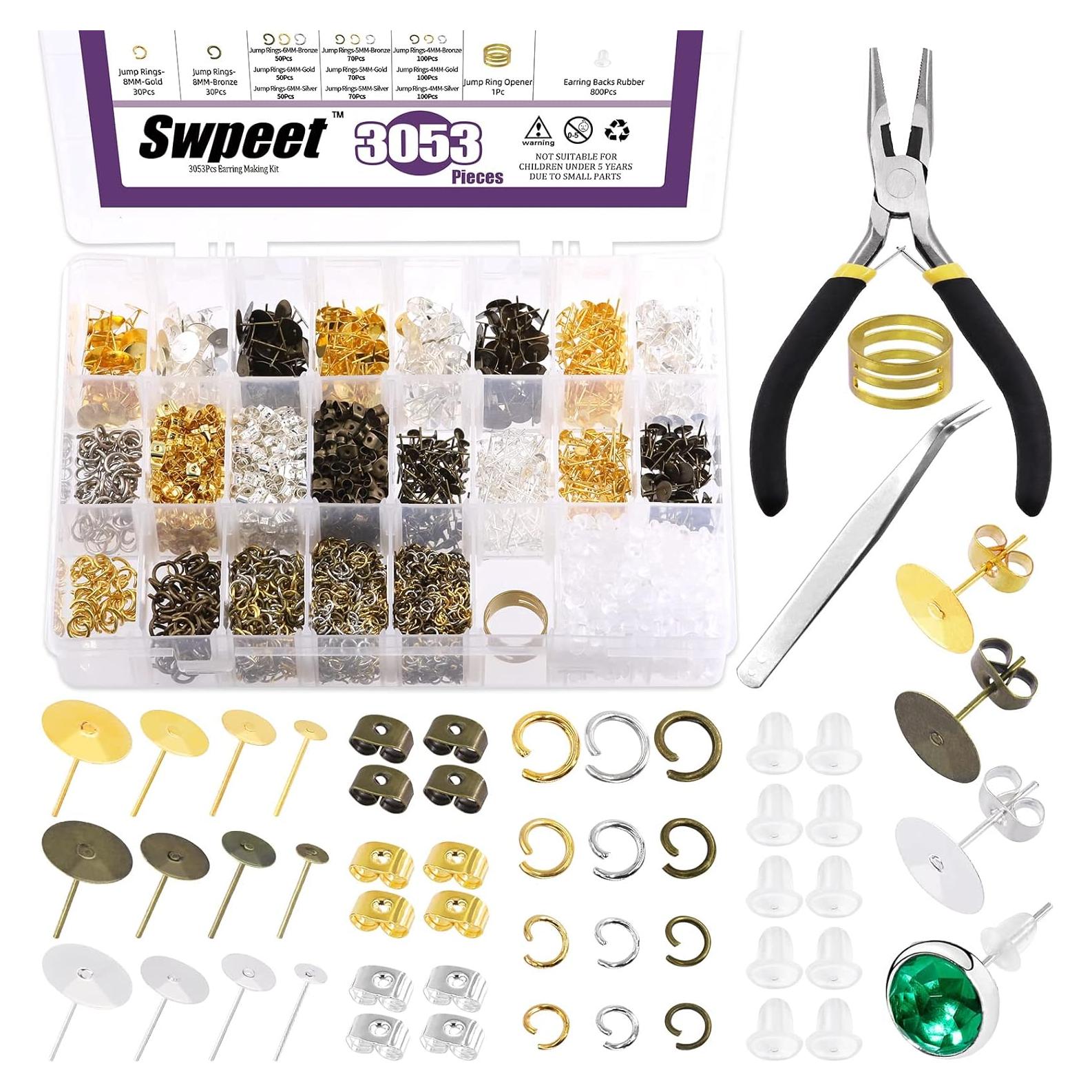 Kit de Fabricación de Pendientes Swpeet 3053 Piezas 4-10mm