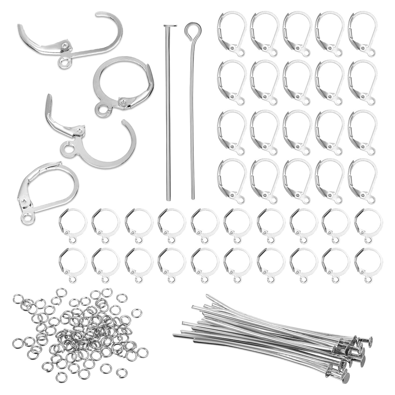 Kit de Fabricación de Pendientes Josojoou 180 Piezas Plata