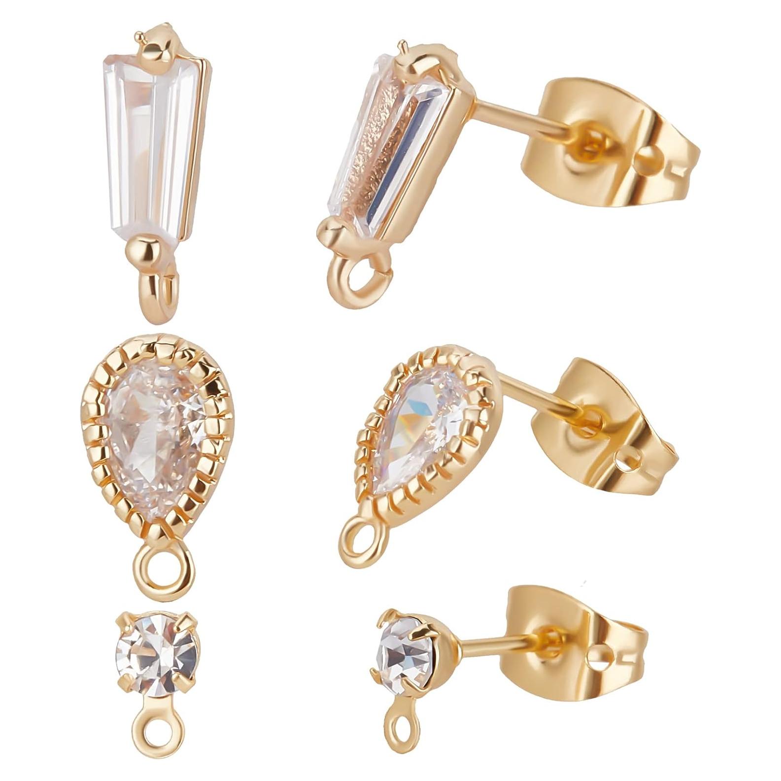 Beebeecraft 30 Piezas Pendientes Stud Chapados en Oro 18K