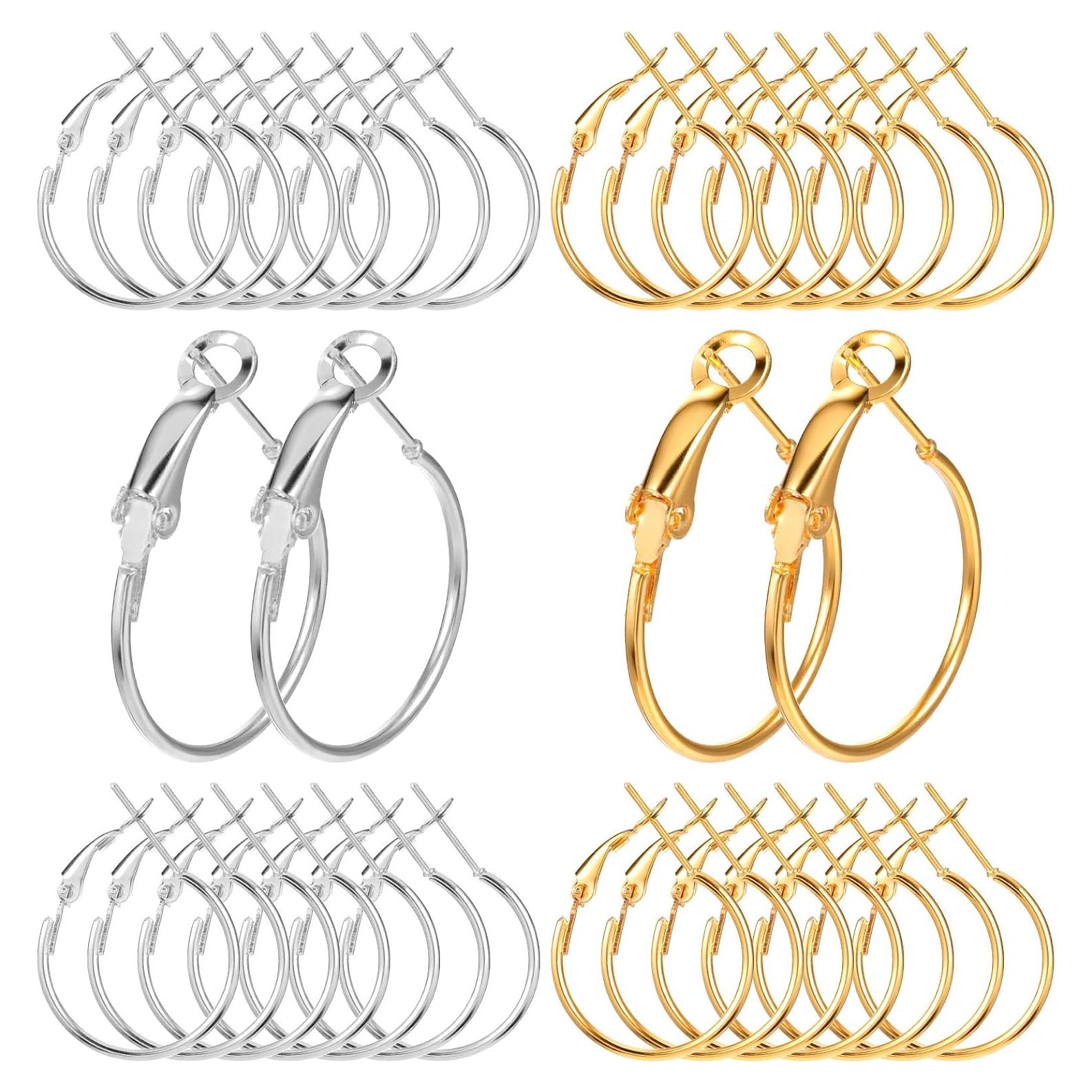 32 Piezas Pendientes de Aro XLIUAX 20mm Oro Plata DIY