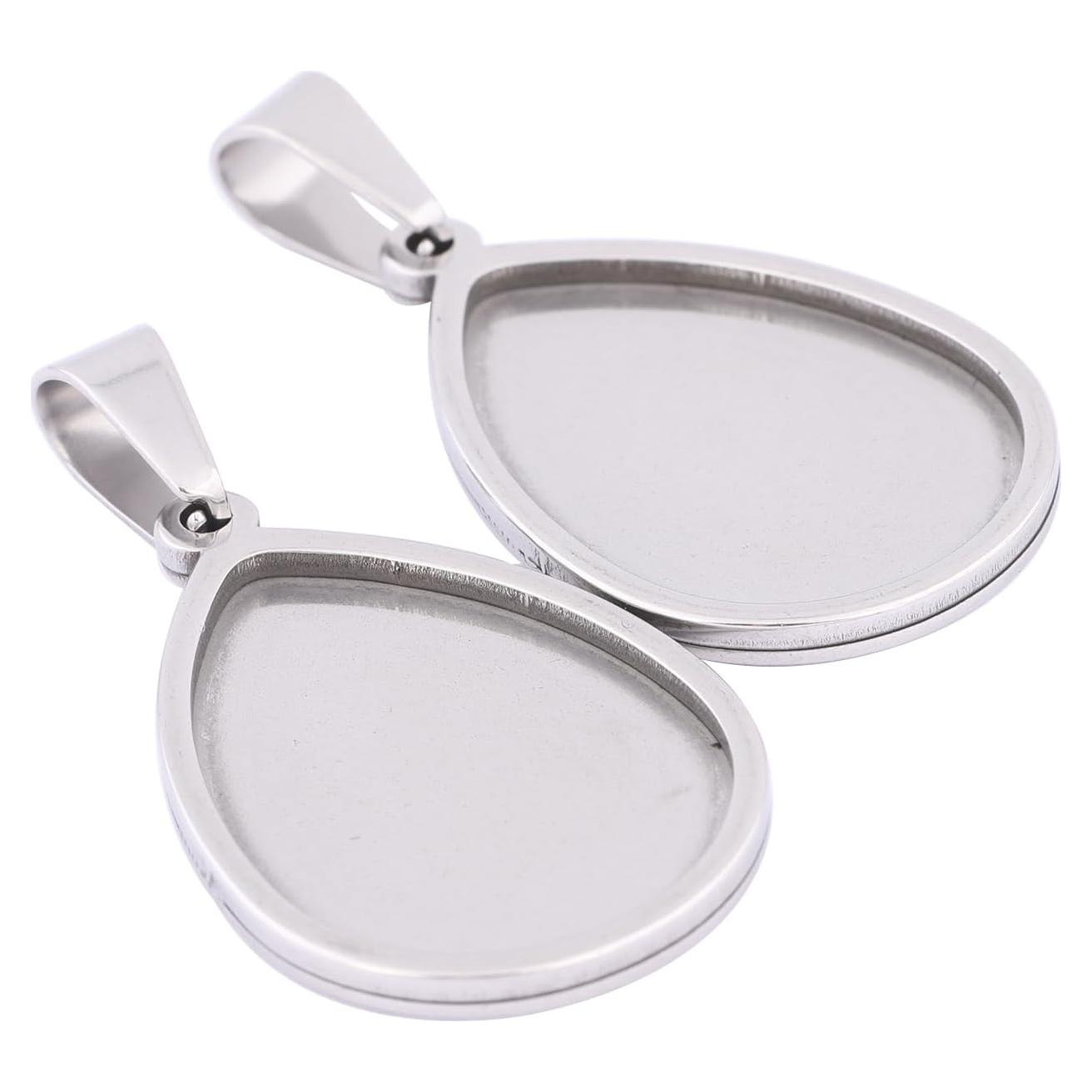 10 Piezas Base de Cabochón Gota de Agua Acero Inoxidable 18x25mm