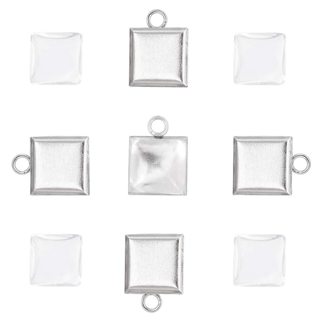 Bandejas de Pendientes Cuadradas UNICRAFTALE Acero Inoxidable 10mm