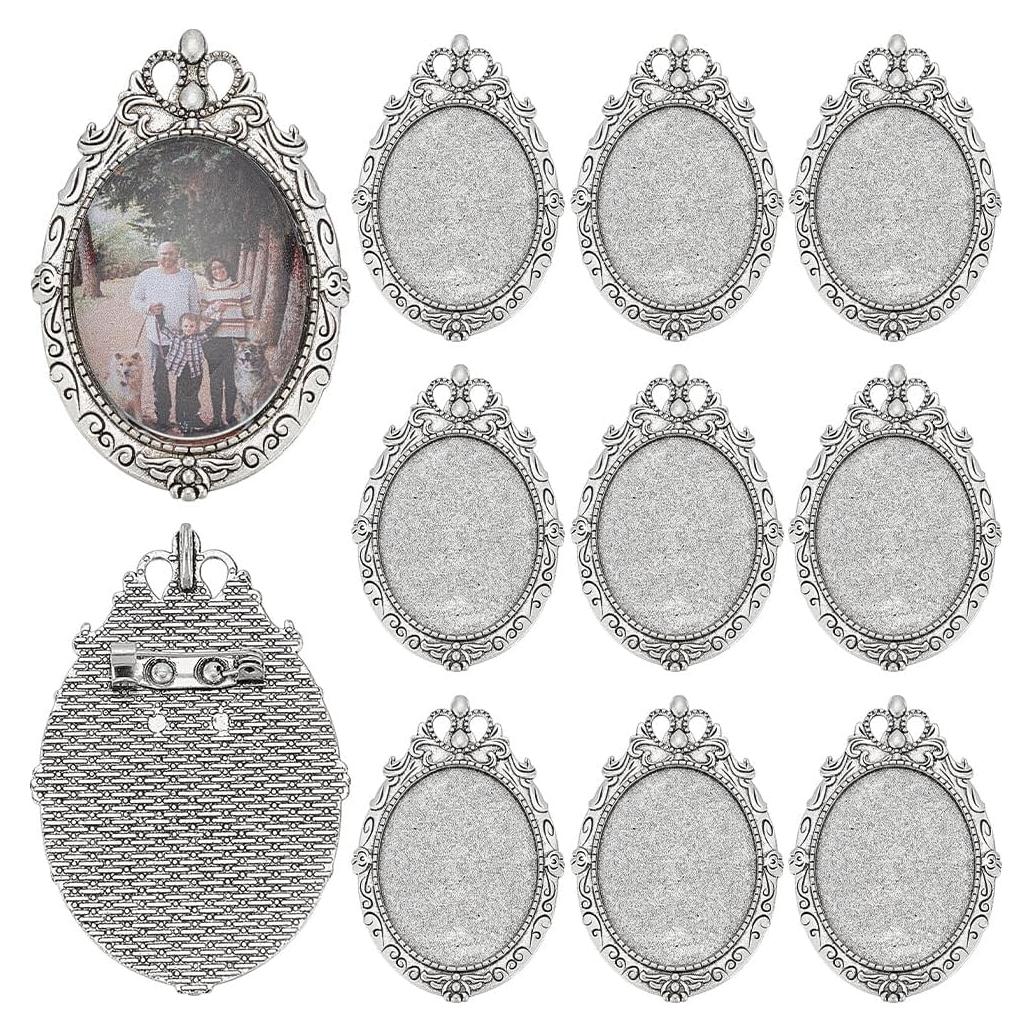12 Piezas Broches Ovalados Vintage PH PandaHall 40x30mm