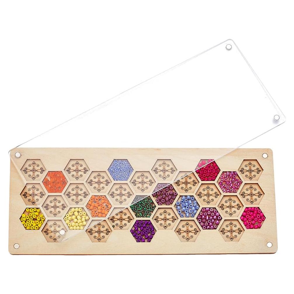 Tablero de cuentas de madera AHANDMAKER 29x12 cm 33 compartimentos