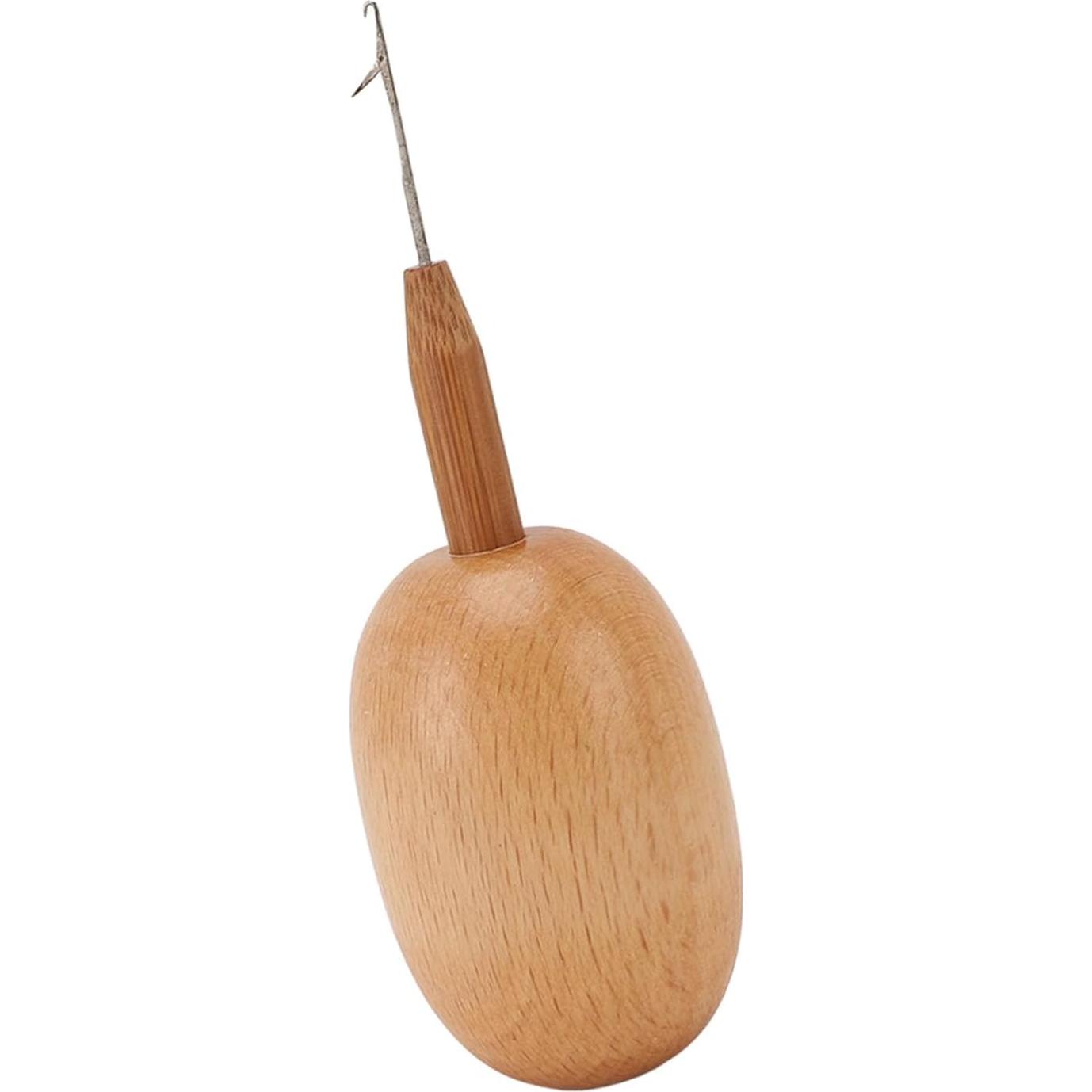 Herramienta de Remiendo Focket de Madera con Gancho de Crochet