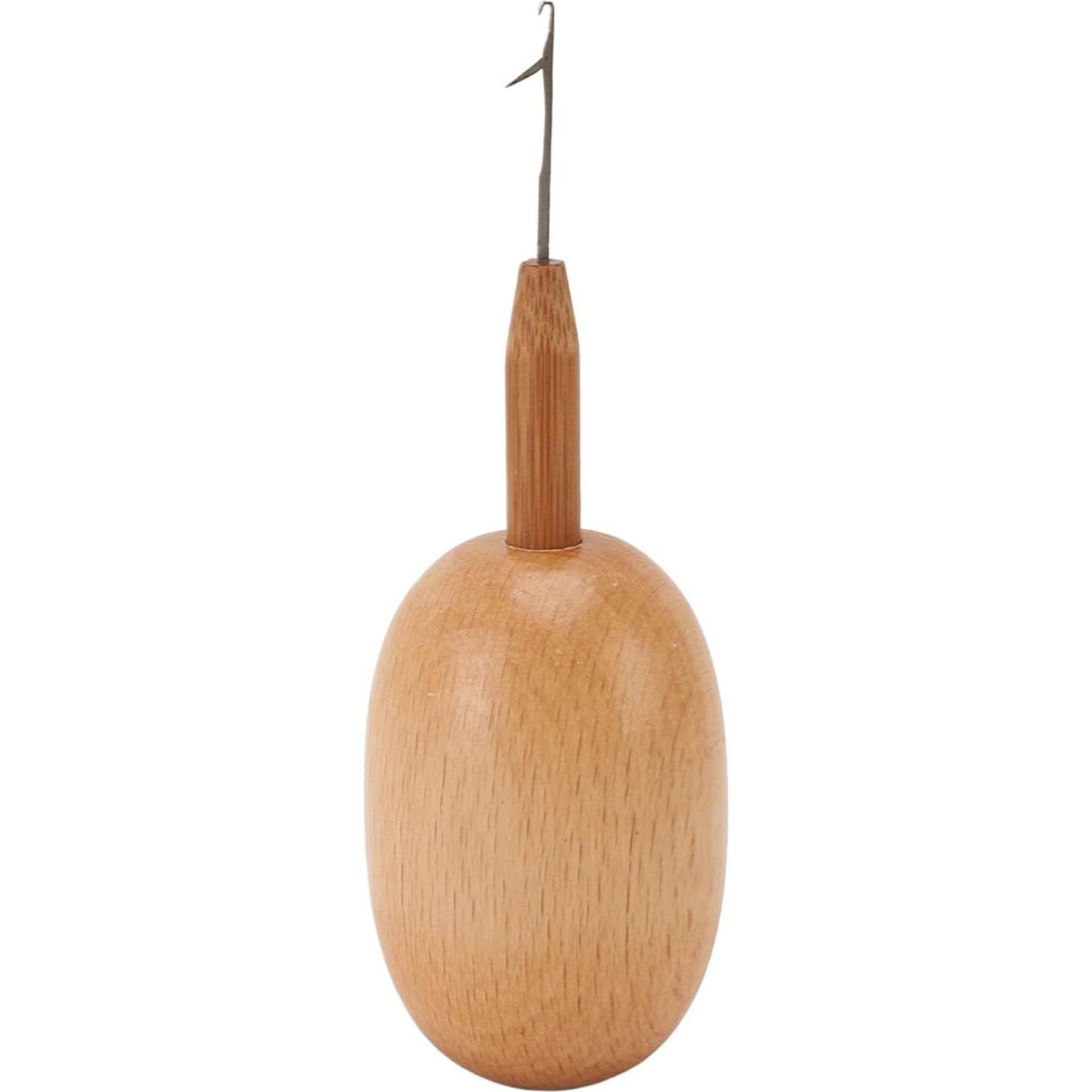 Herramienta de Remiendo Focket de Madera con Gancho de Crochet
