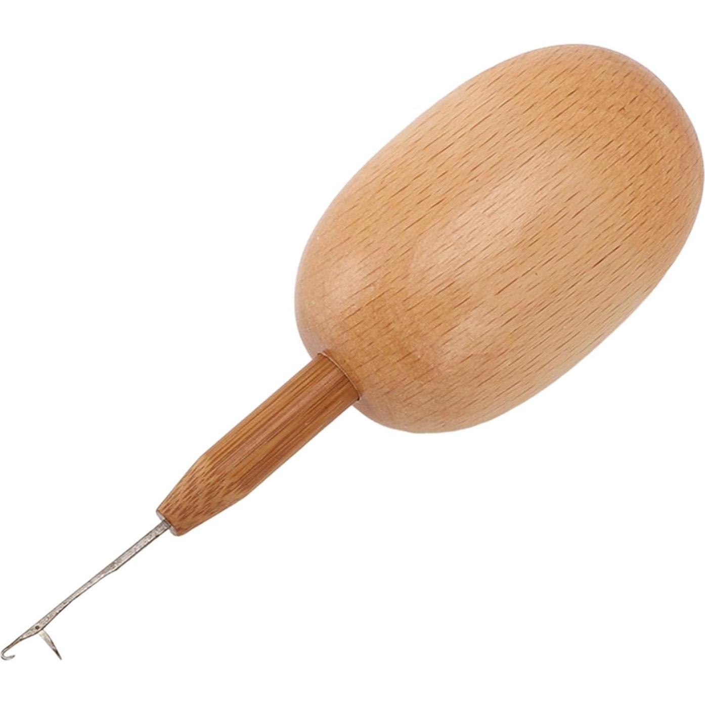 Herramienta de Remiendo Focket de Madera con Gancho de Crochet