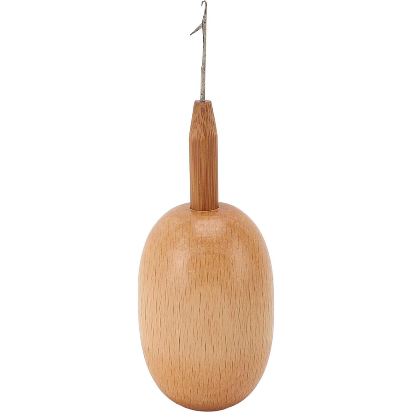 Herramienta de Remiendo Focket de Madera con Gancho de Crochet
