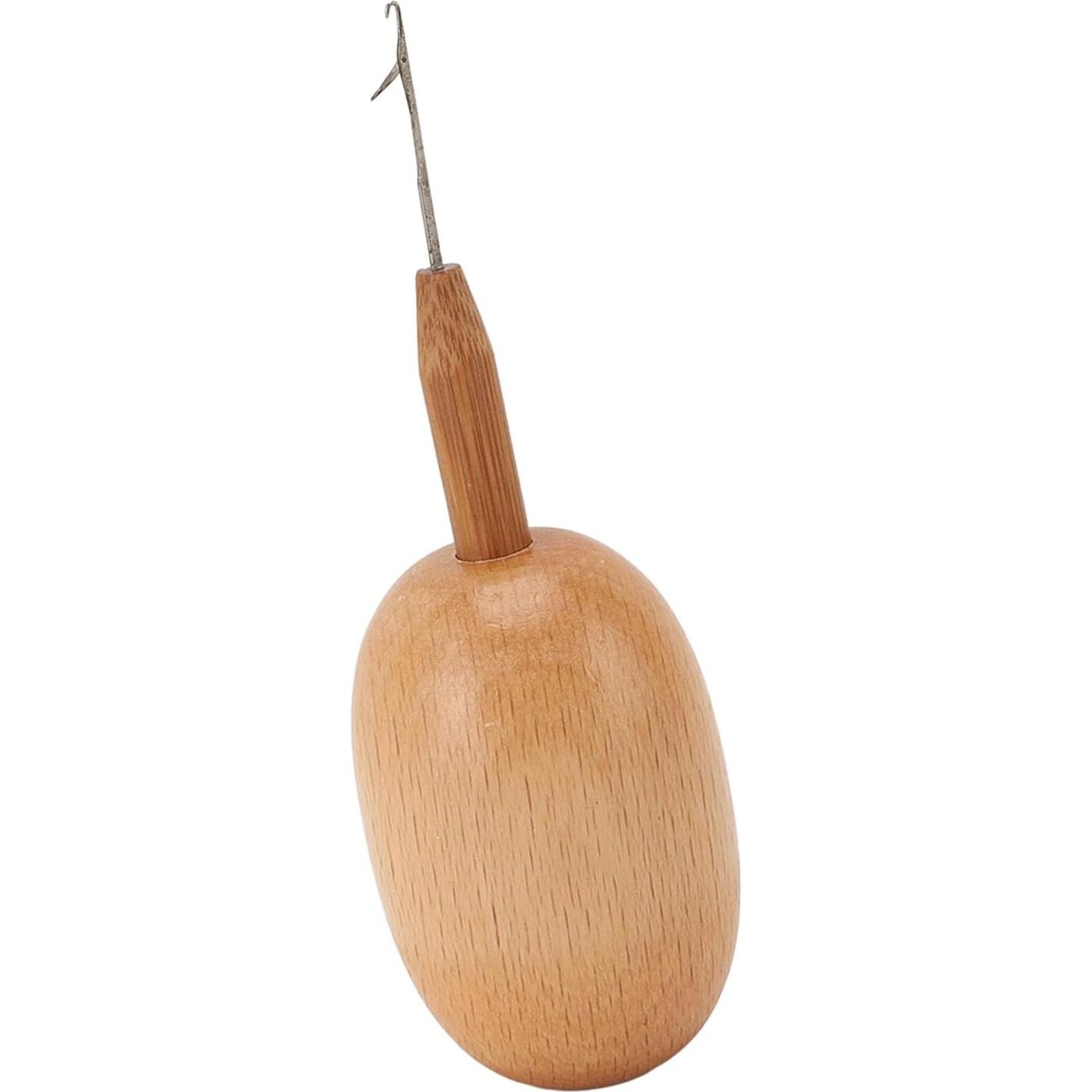 Herramienta de Remiendo Focket de Madera con Gancho de Crochet