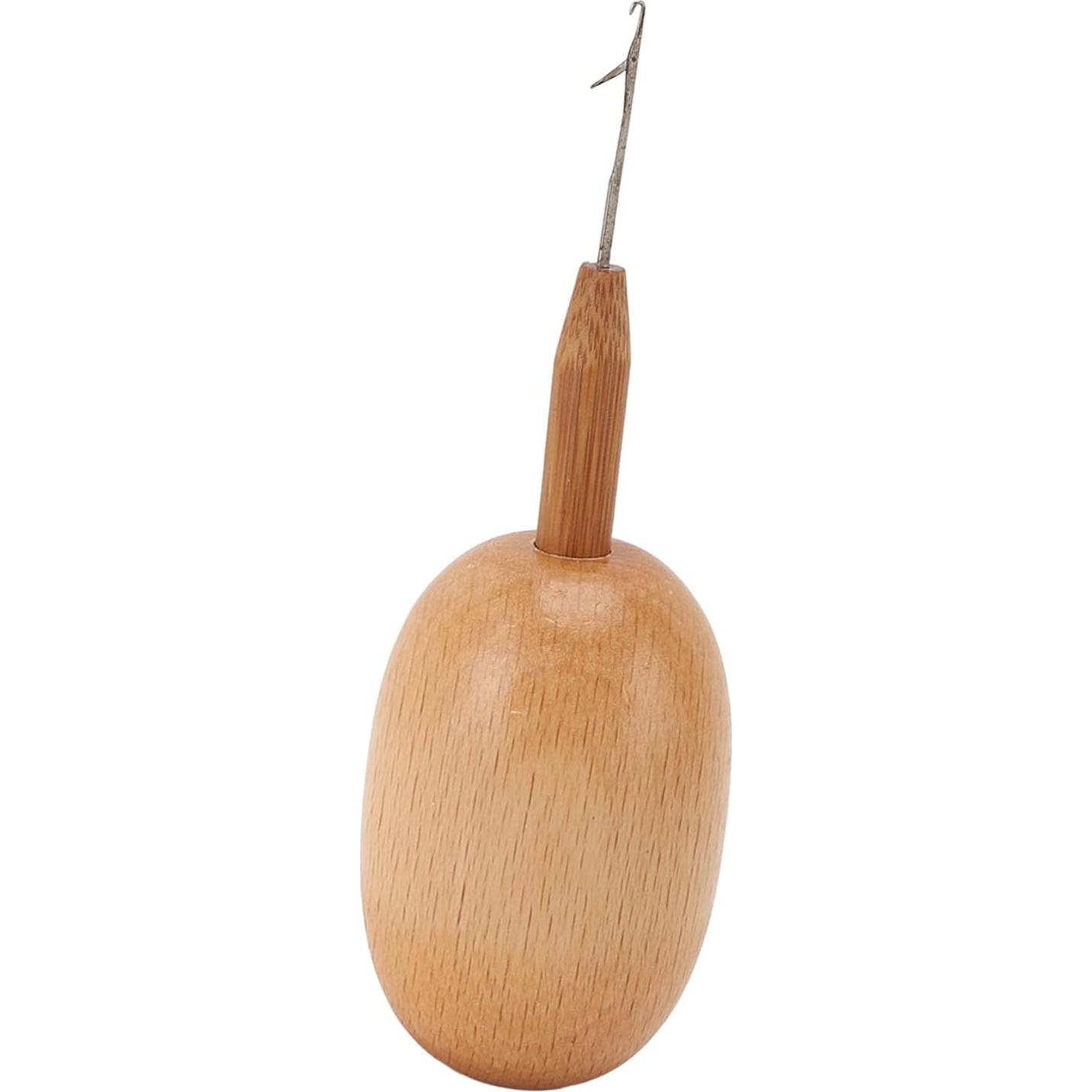 Herramienta de Remiendo Focket de Madera con Gancho de Crochet