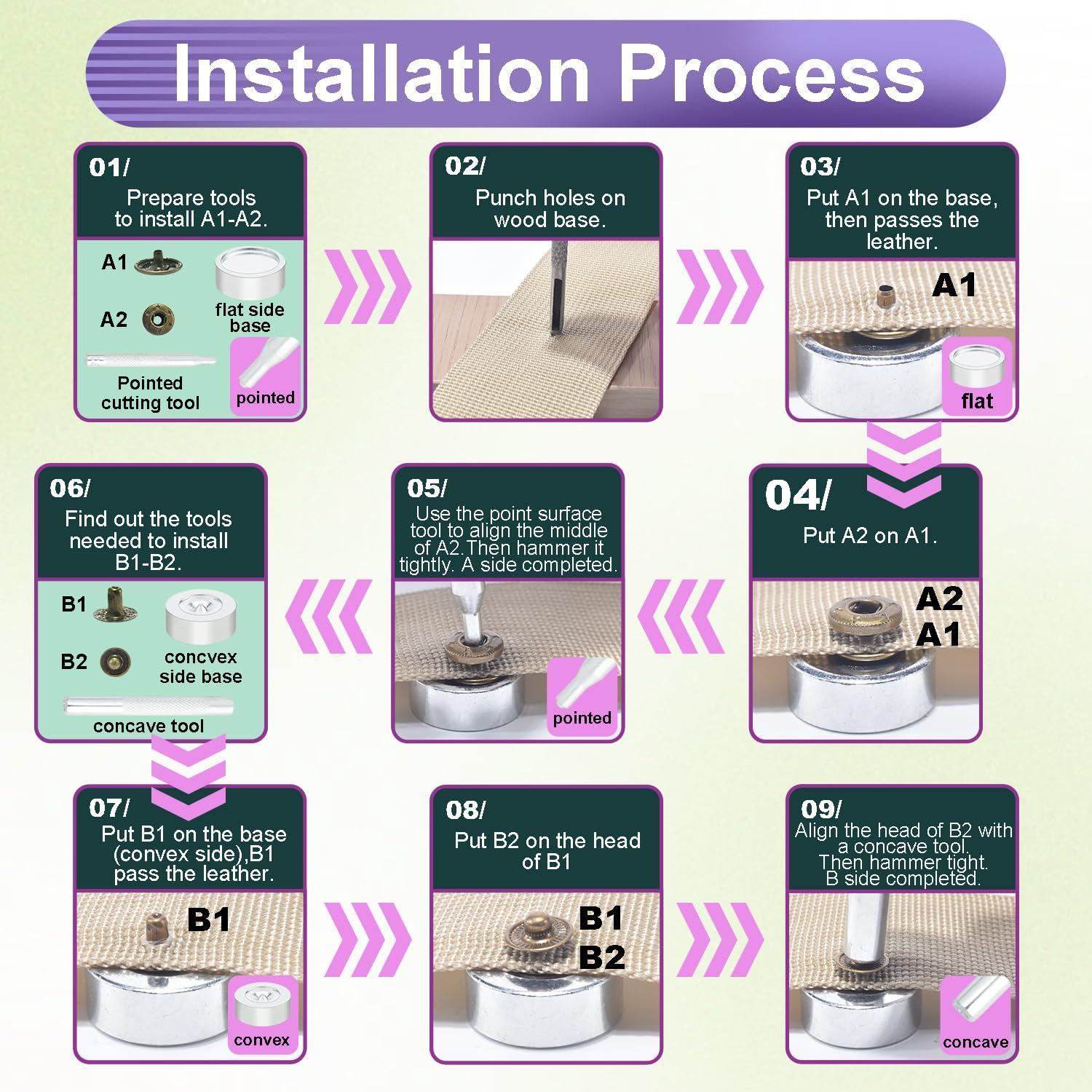 Kit de Botones a Presión ManTangSun 100 Juegos 10mm Metal