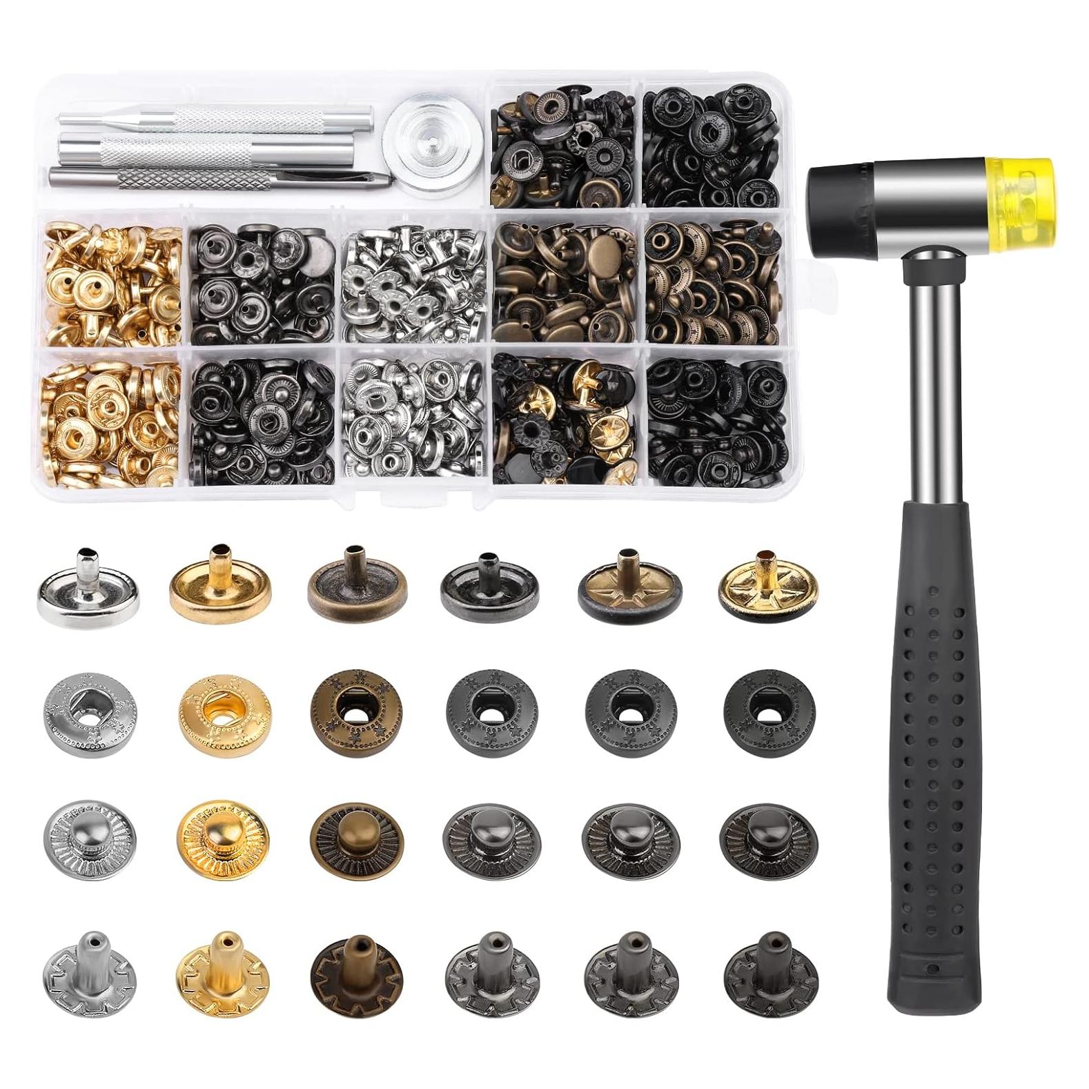 Kit de 120 Botones a Presión TLKKUE 10mm con Martillo y Herramientas