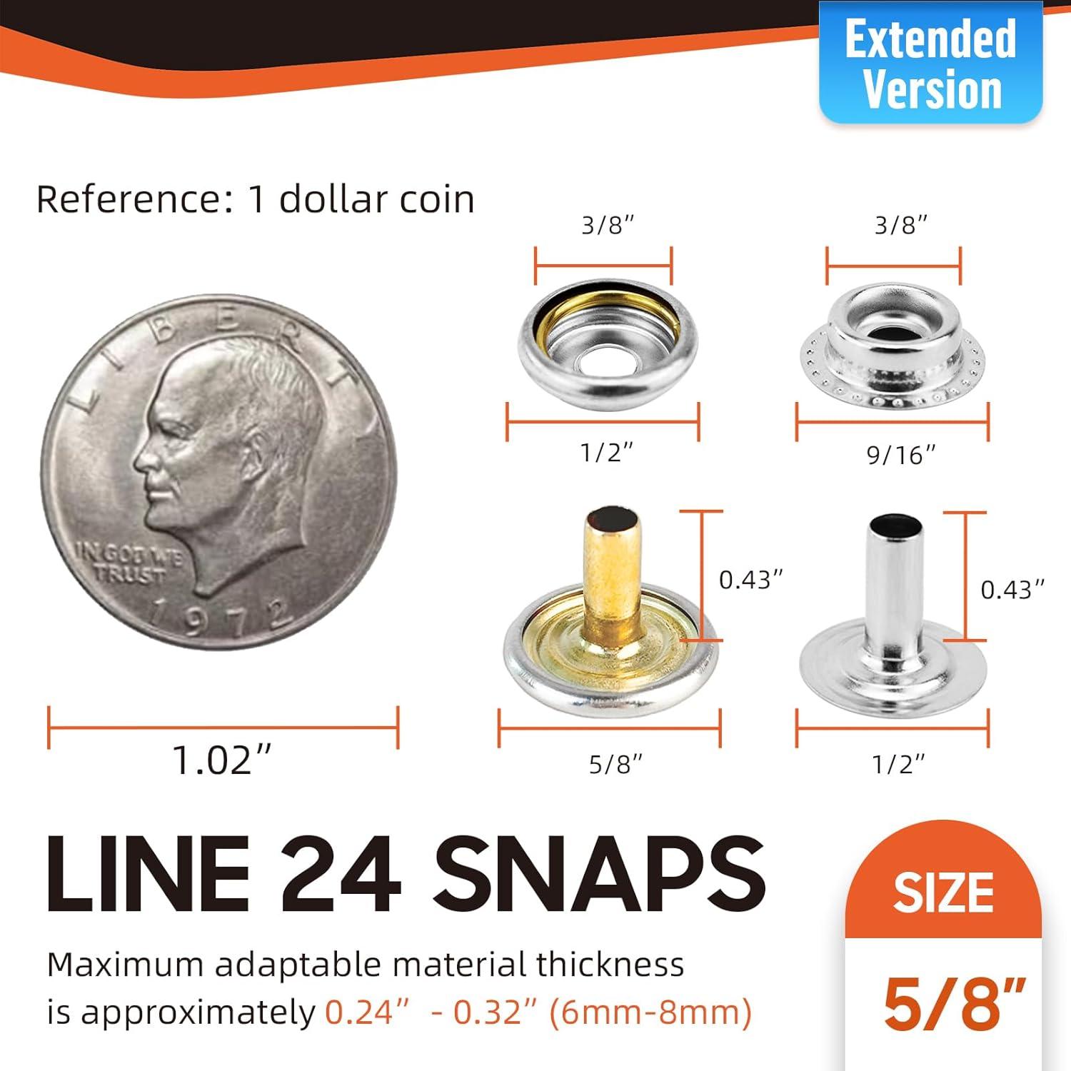 Kit de Botones de Lona HAPDEN 140 Piezas Acero Inoxidable