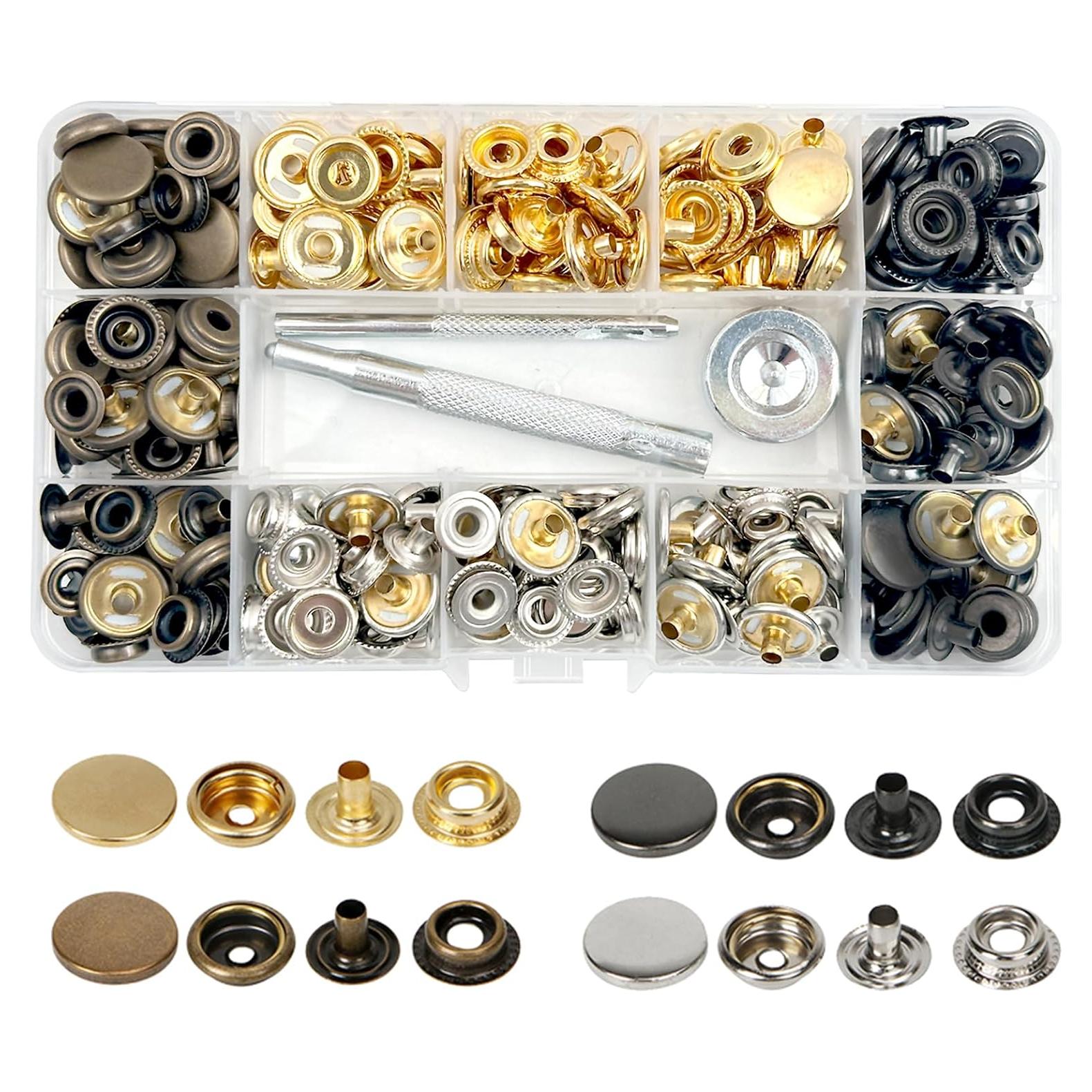 Kit de Broches de Presión MIFOLEU 320 Piezas 15mm Acero Inoxidable