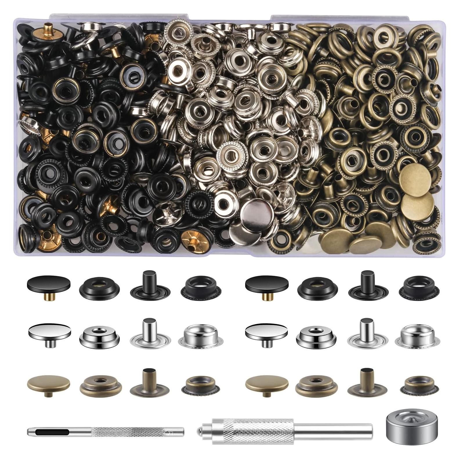 Kit de Botones a Presión Moocci 420 Piezas 15mm para Tela y Cuero