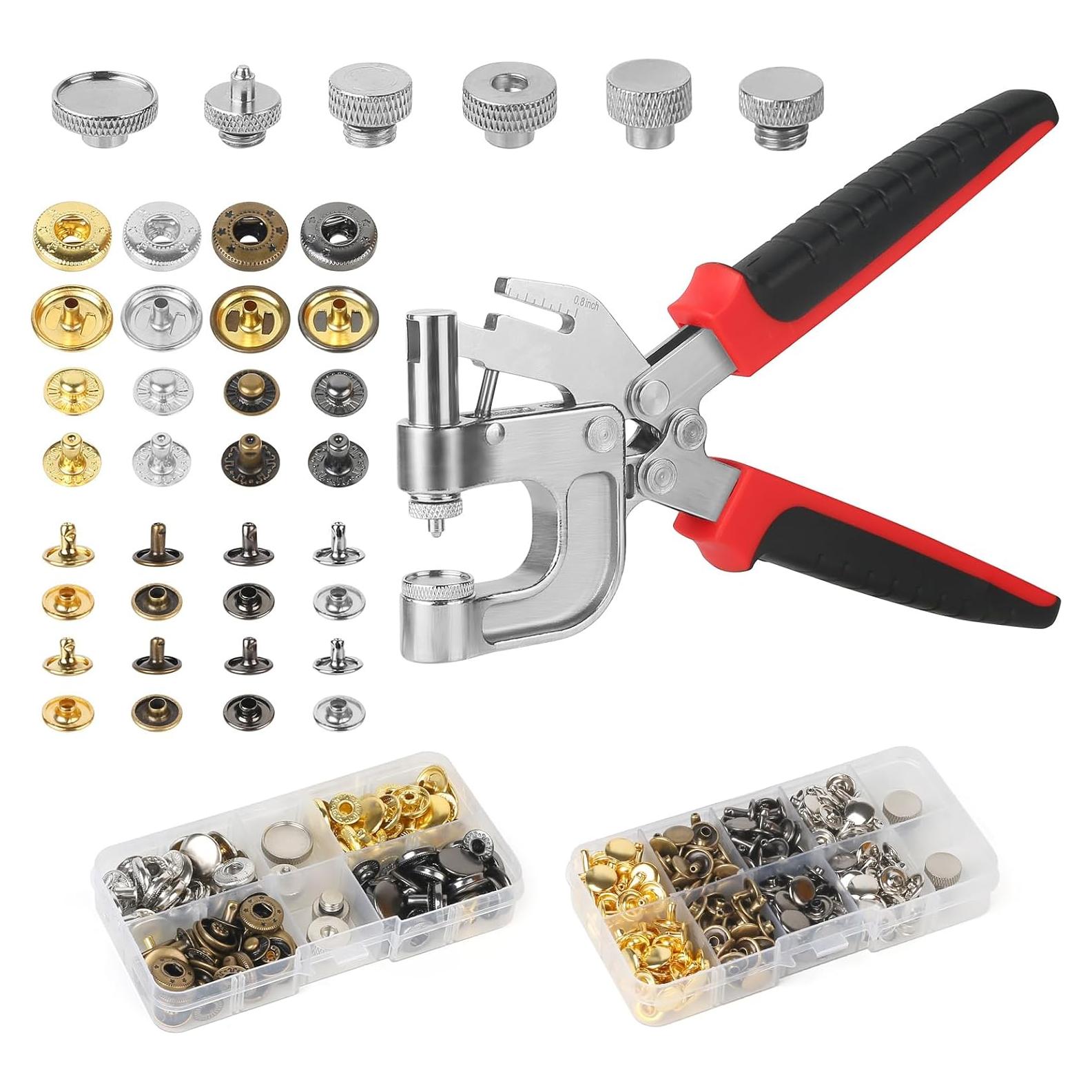 Kit de Botones a Presión y Remaches de Cuero Y-zuisoumt - 200 Conjuntos