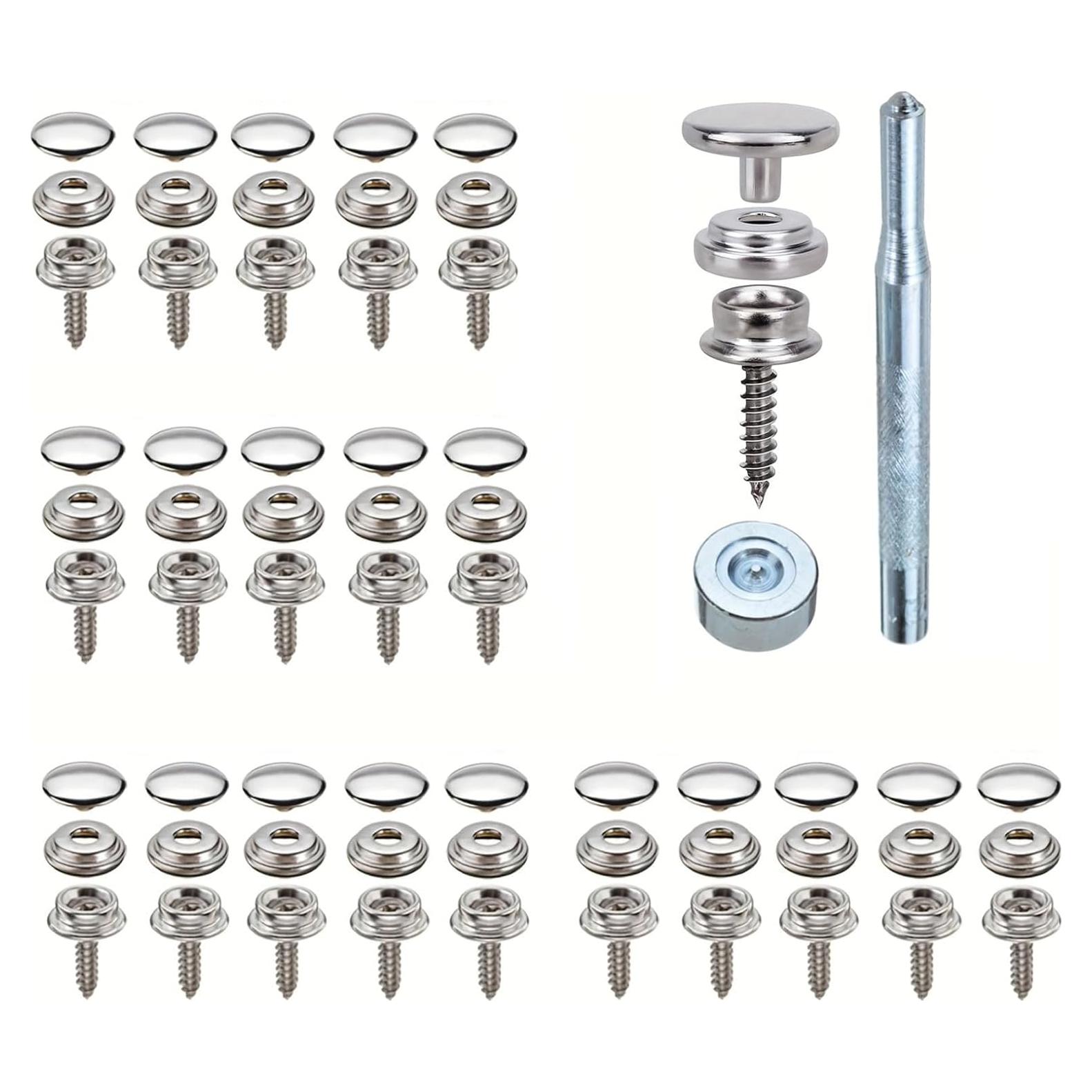 Kit de Botones de Lienzo Acero Inoxidable 60 Piezas SUN