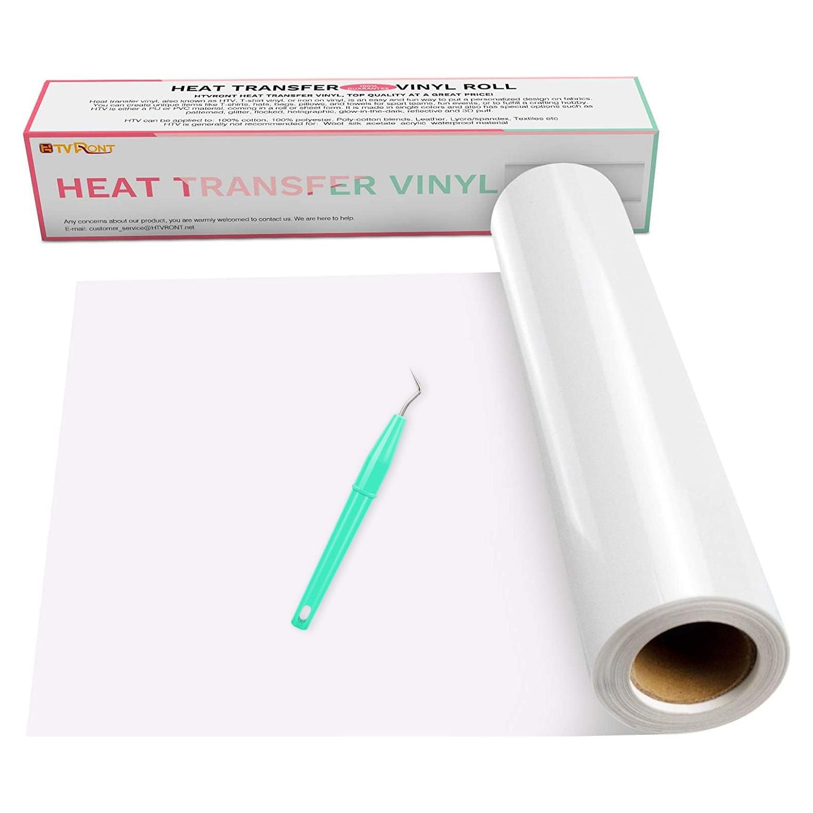 Rollos de Vinilo de Transferencia de Calor HTVRONT Blanco 30.48cm x 4.57m