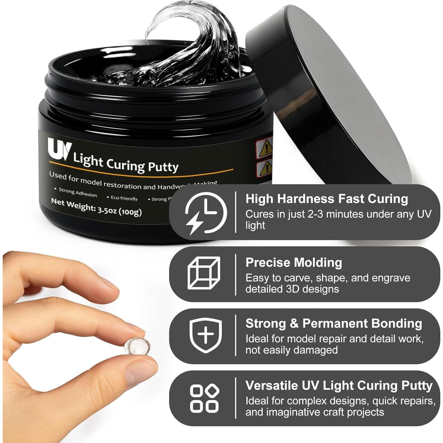 Masilla de Curado UV 100g 1DFAUL - Adhesivo Multiusos Rápido