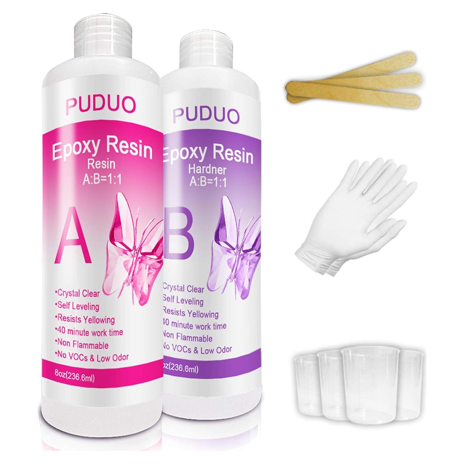Kit de Resina Epóxica Transparente Puduo 16 OZ con Accesorios