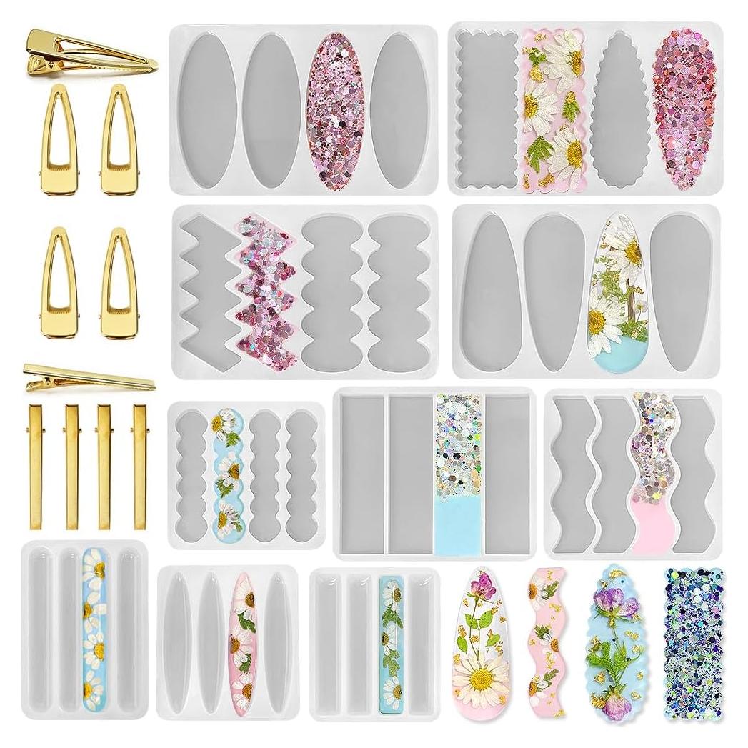 Moldes de Silicona para Clip de Cabello ResinWorld - 10 Piezas