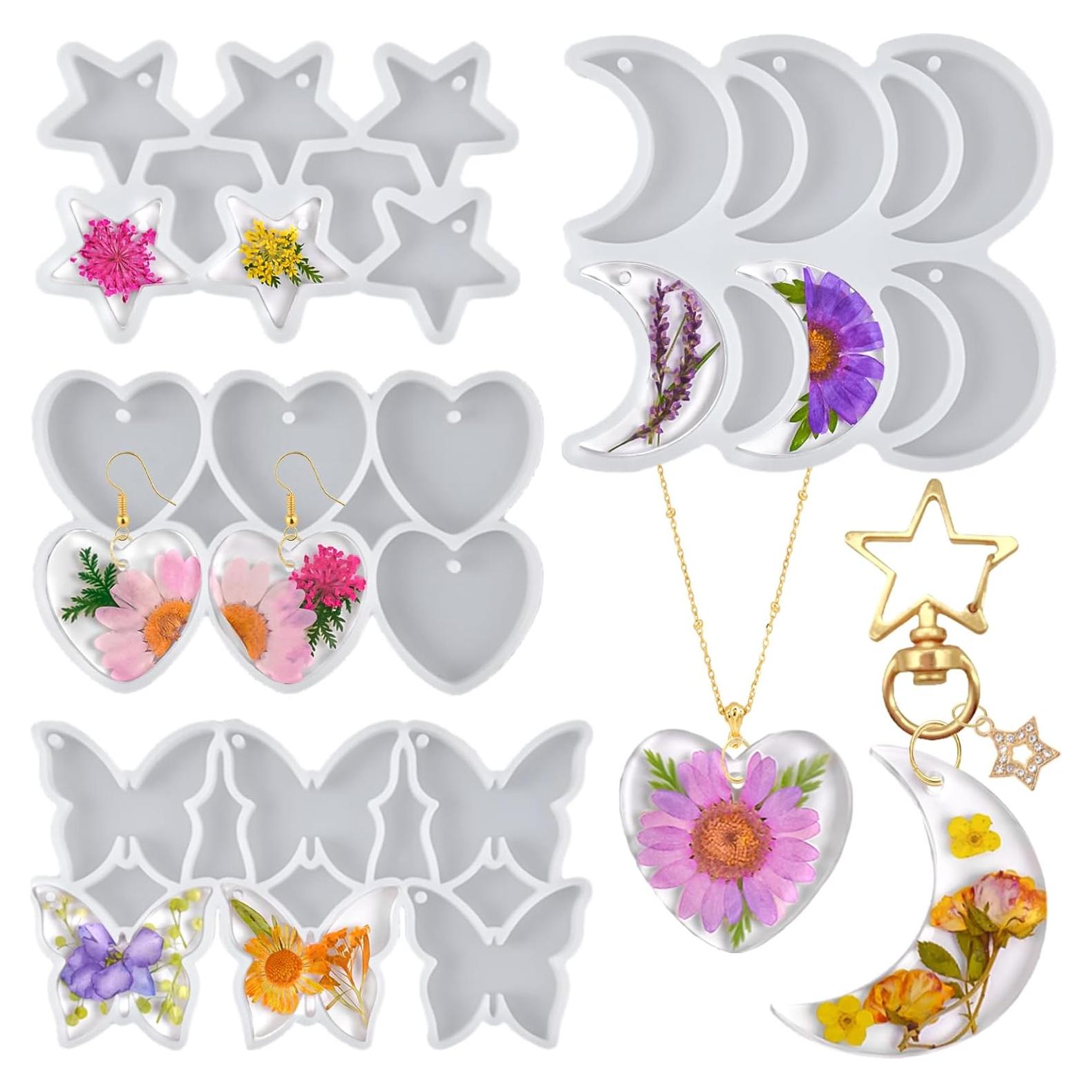 Kit de Moldes de Joyería de Resina YODOYO - 4 Piezas Silicona