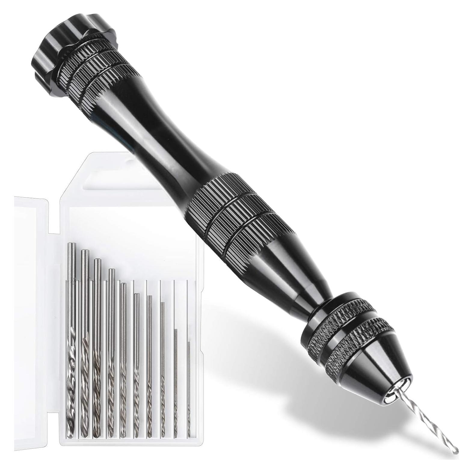 Taladro Manual LEOBRO 12 cm con 10 Brocas de Acero 0.8-3 mm