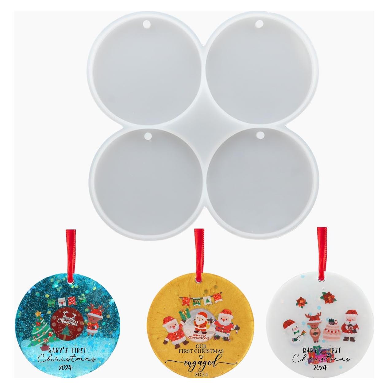 Moldes de Resina Navidad FYJS 4 Cavidades Silicona 7.62 cm