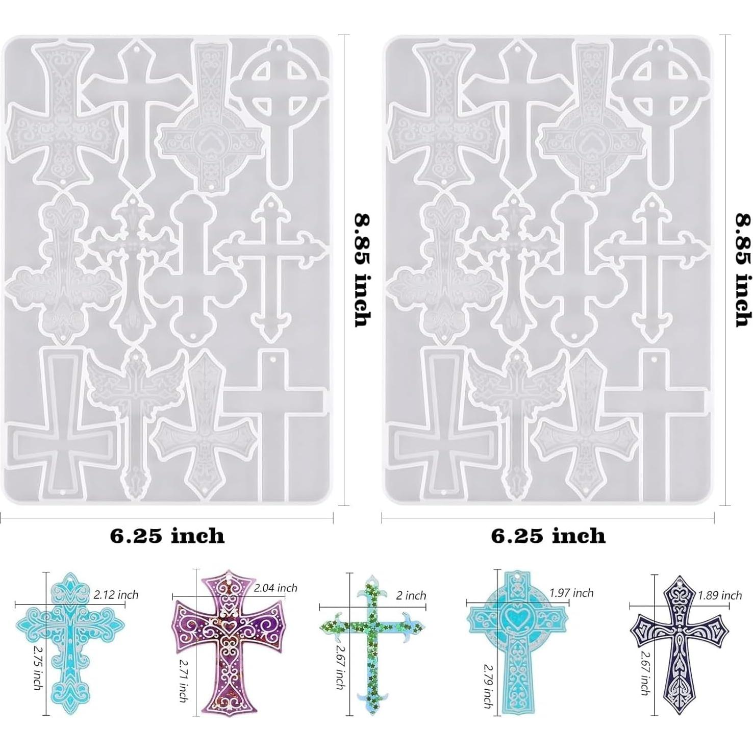 Moldes de Silicona Cruz ELINKA 2 Pcs para Joyería DIY