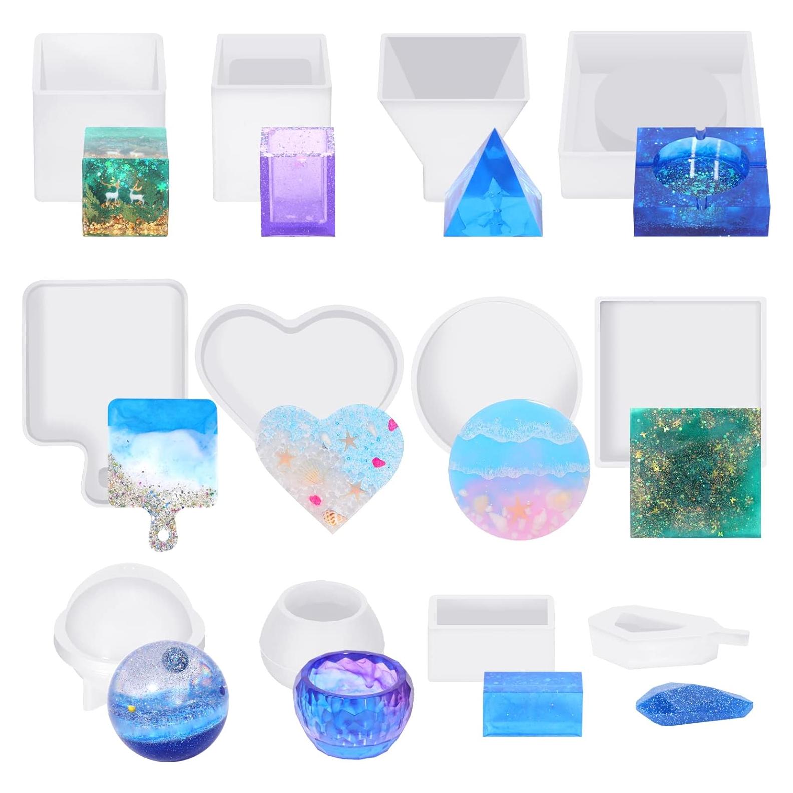 KISREL Kit de Moldes de Silicona para Resina Epóxica 12PCS