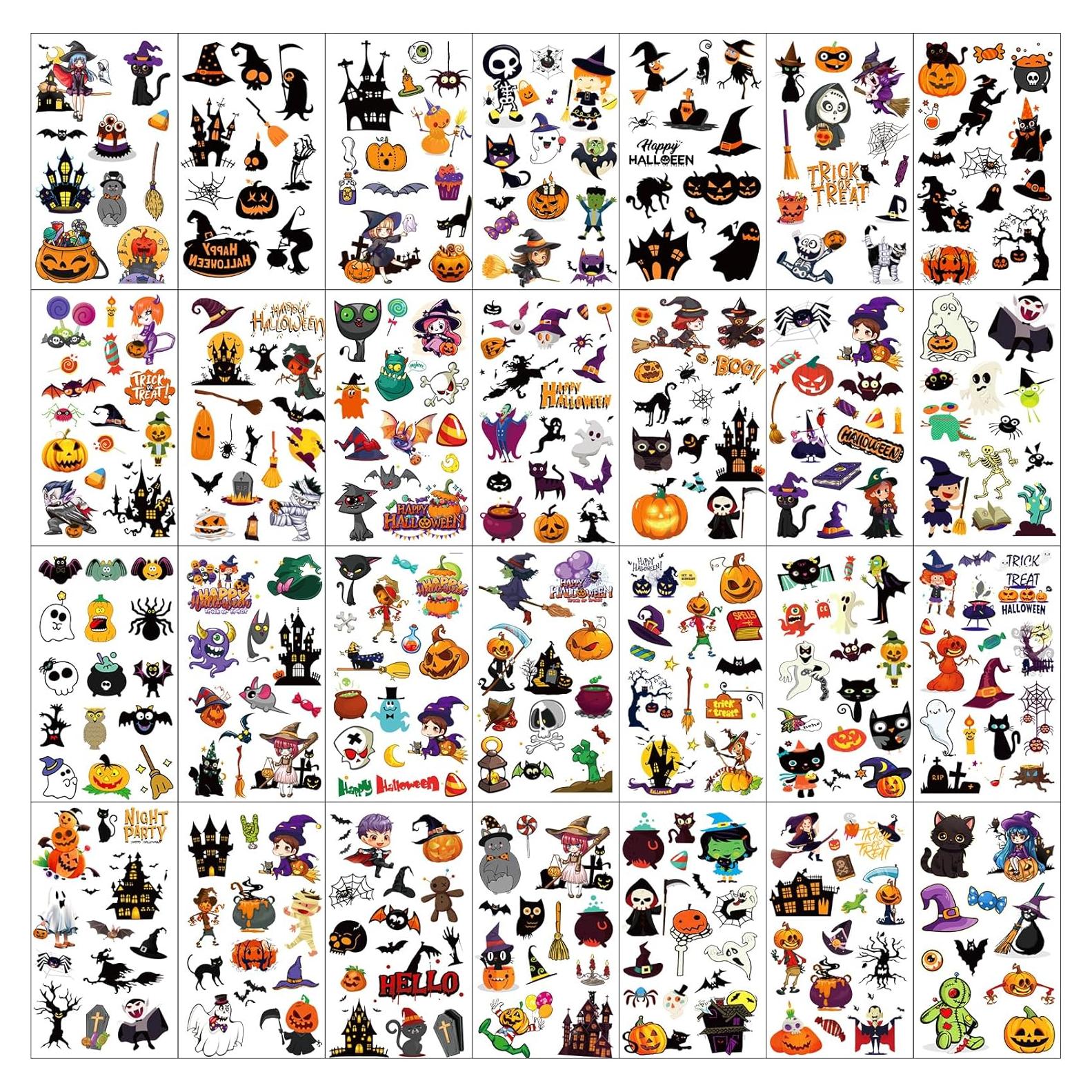 Tatuajes Temporales de Halloween Hotoyannia - 30 Hojas 380+ PCS